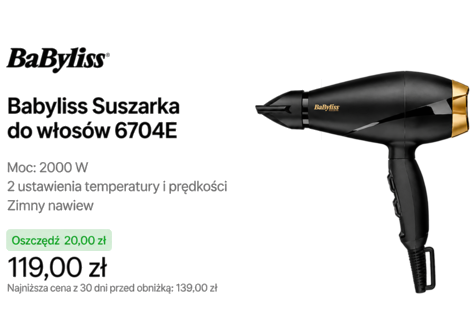 Babyliss Suszarka do włosów 6704E
