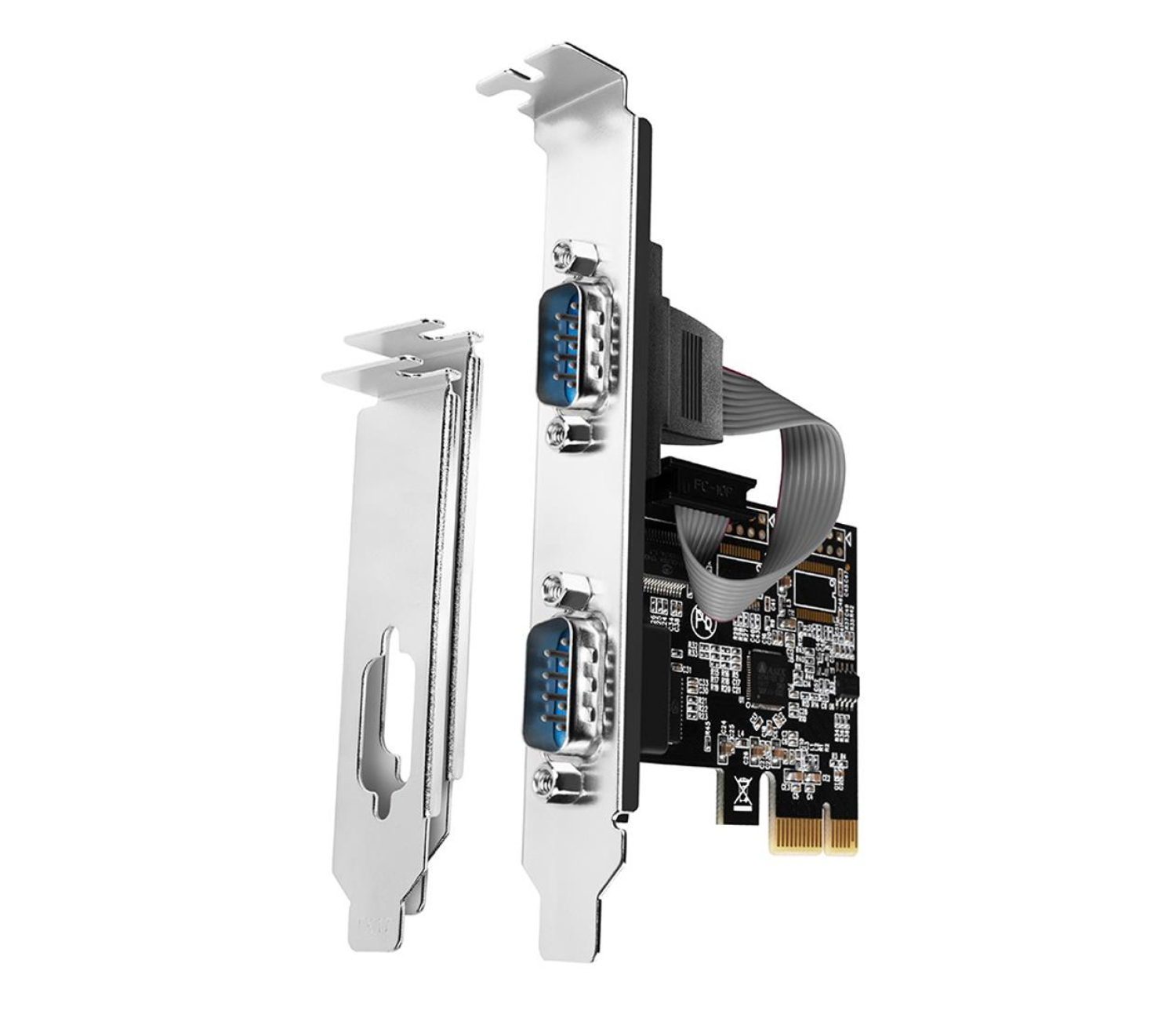 AXAGON PCEA-S2N Kontroler PCIe 2.0 x1, 2x port szeregowy RS-232 (DB-9), 250 kbps, chipset ASIX AX99100, śledź SP/LP