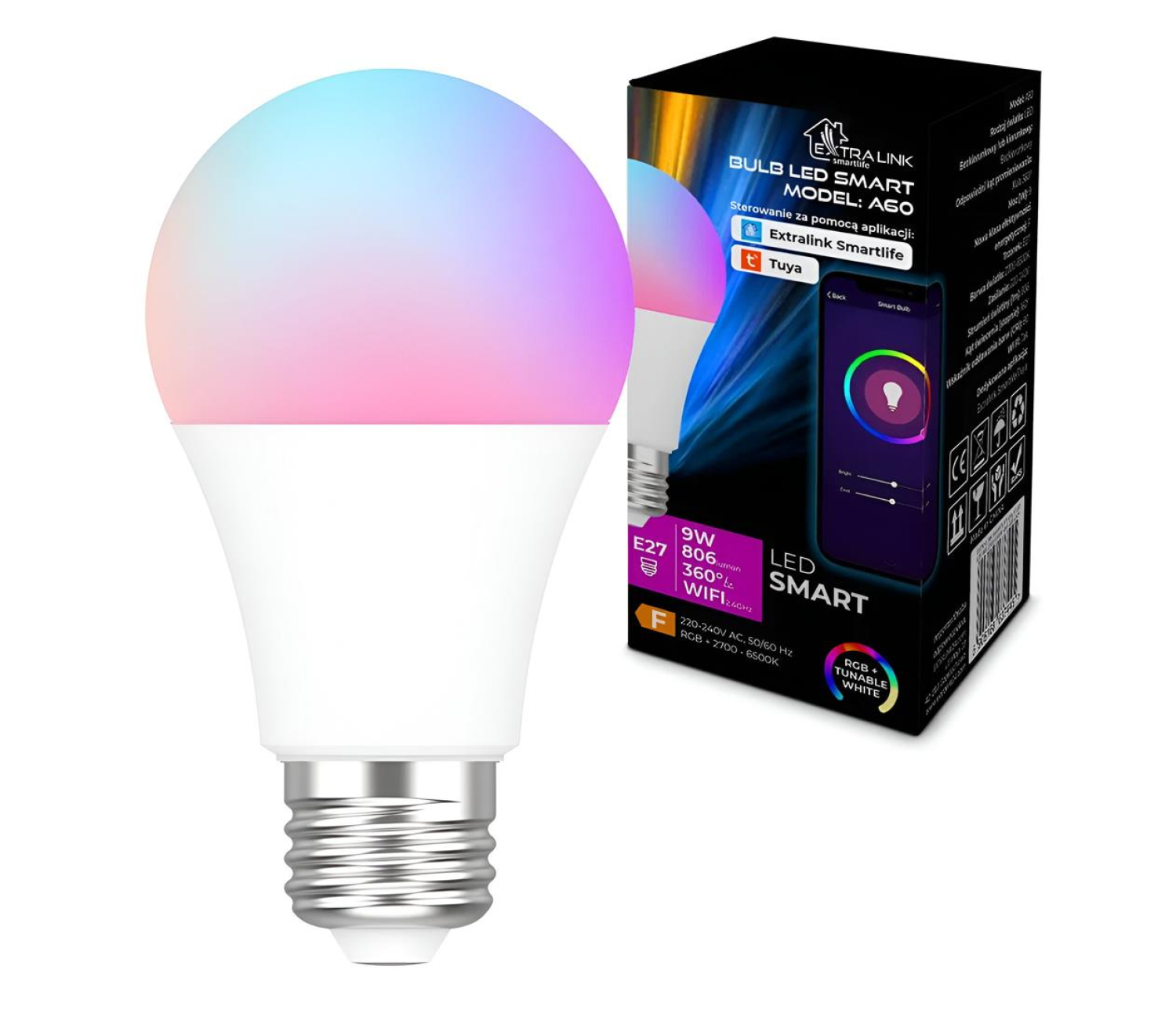 ExtraLink Inteligentna żarówka LED A60(E27, RGB, WIFI)