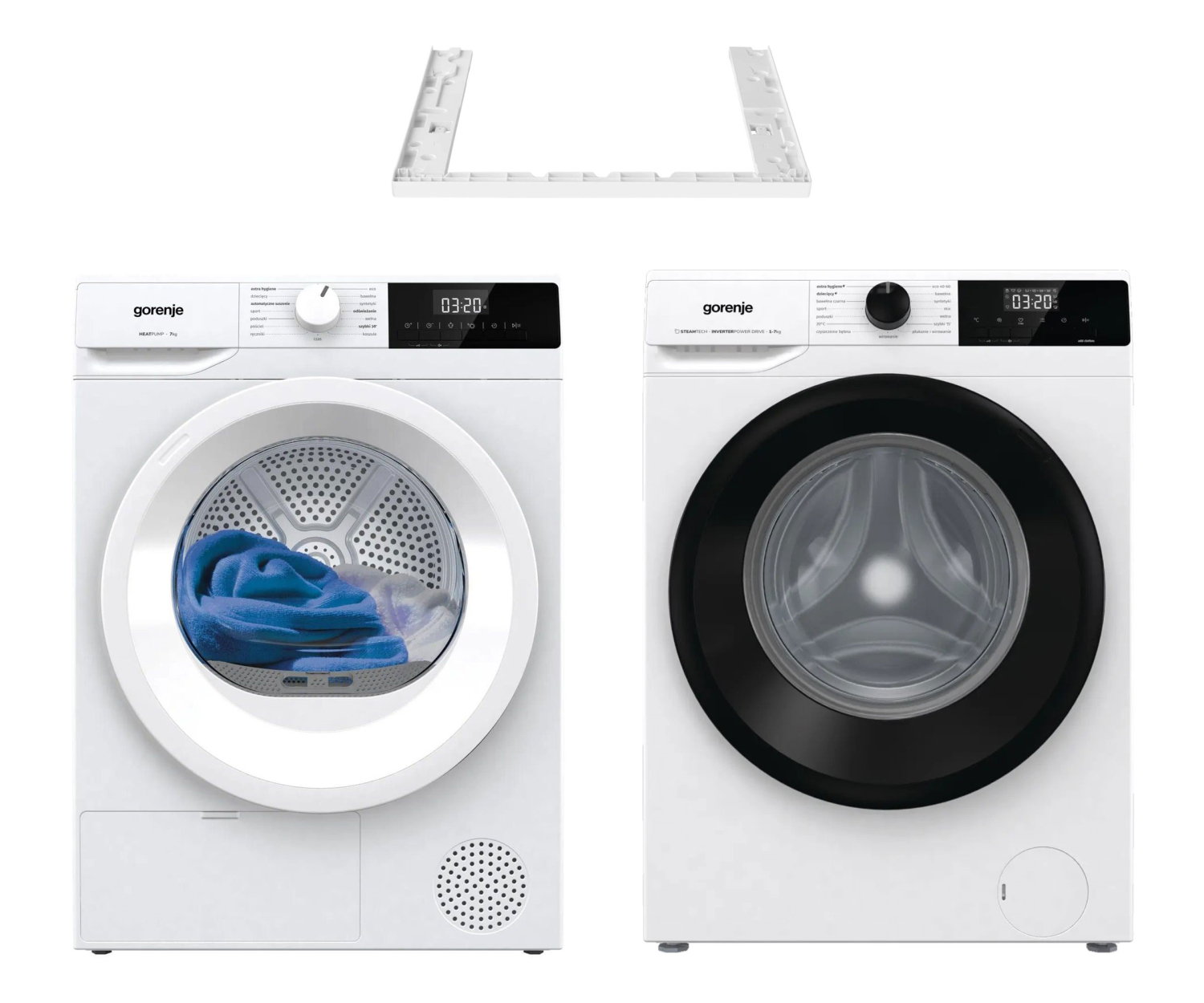 Gorenje ZESTAW Suszarka D2HNE7E+Pralka WNHEI72SAS+Łącznik SKHNE70W