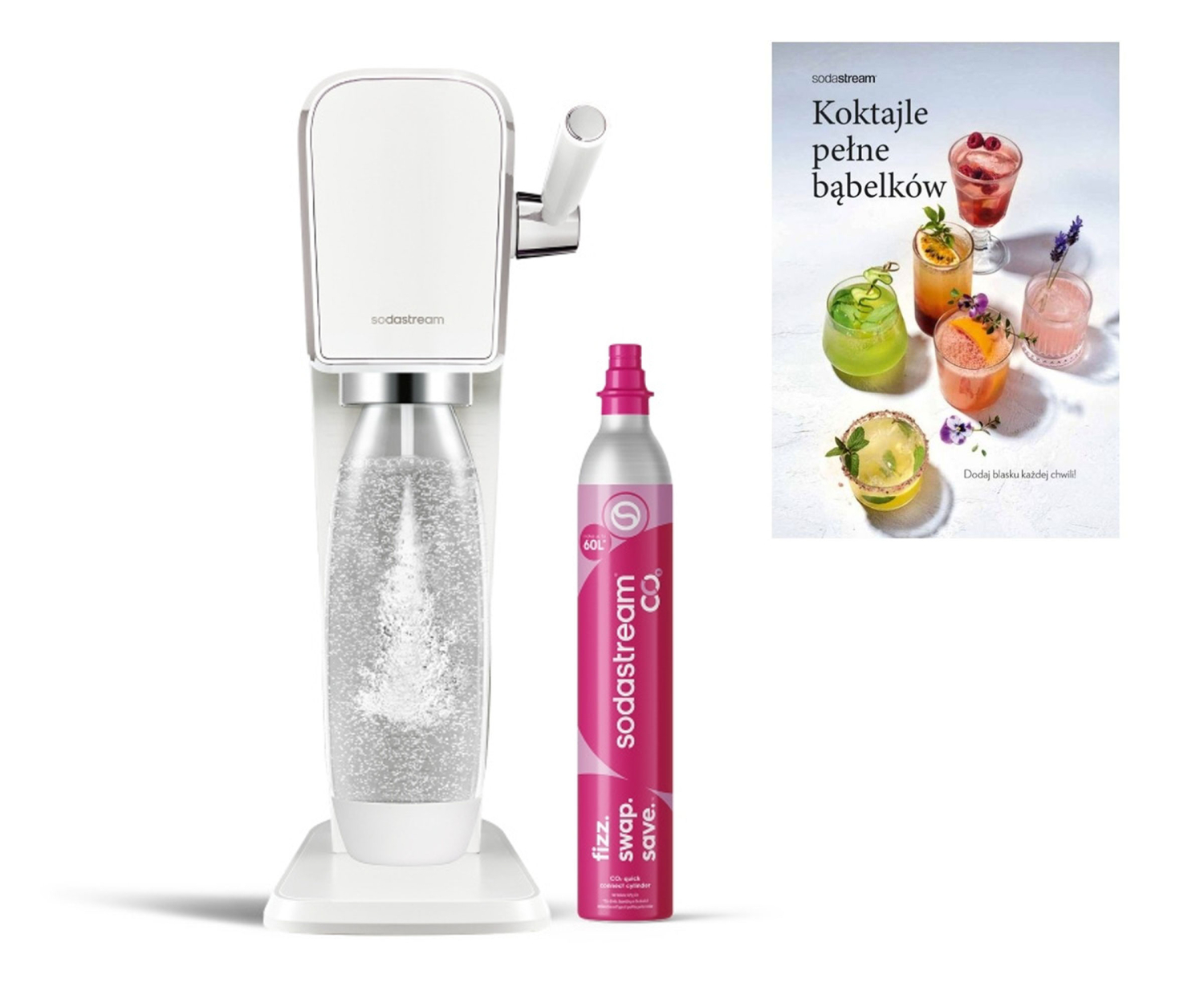 SodaStream Zestaw saturator Art White + książka z przepisami
