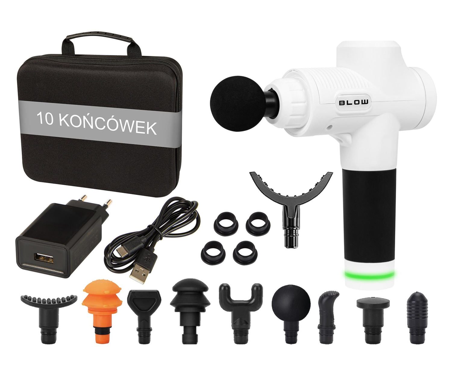 BLOW Pistolet do masażu Wave 4000 biały + 10 końcówek + walizka