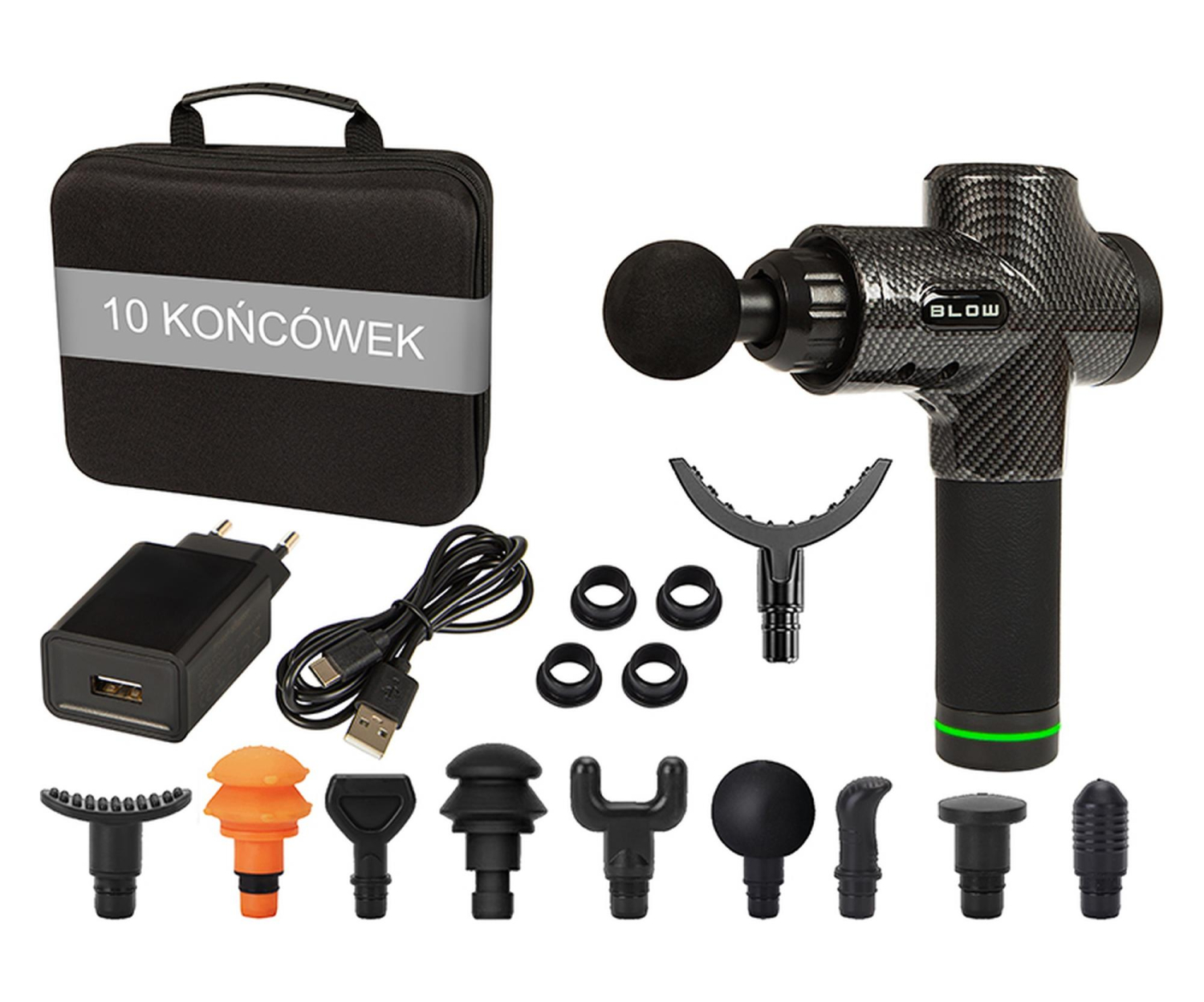BLOW Pistolet do masażu Wave 4000 + 10 końcówek + walizka