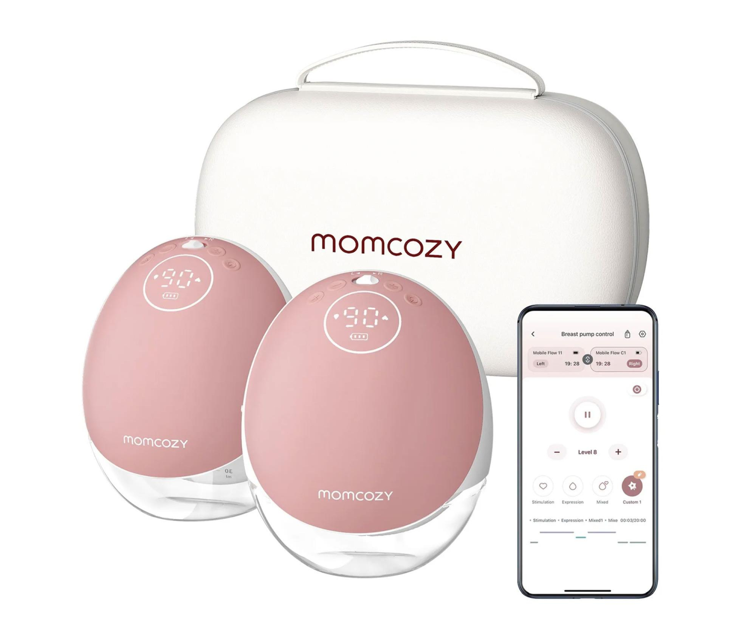 MOMCOZY Laktator M9 bezprzewodowy podwójny czerwony BP223