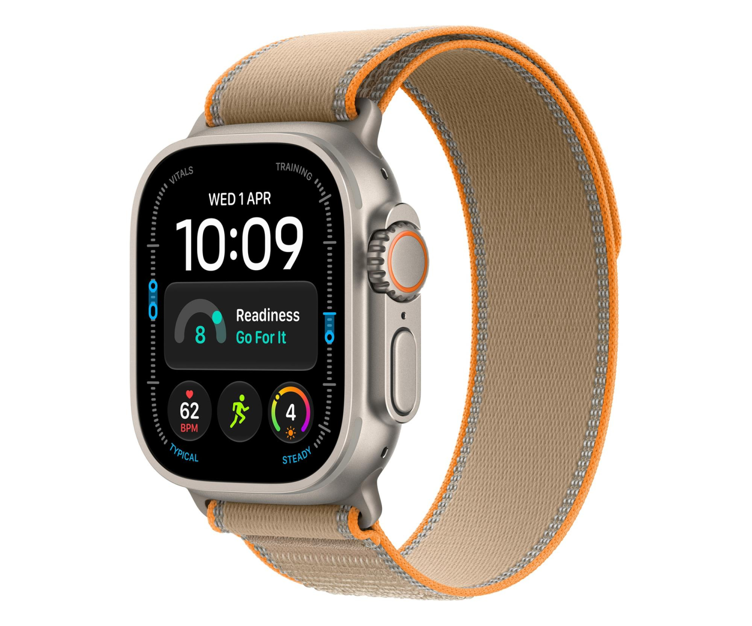 Apple Watch Ultra 4/Naturalny Tytan/Piaskowa Opaska Trail M/L