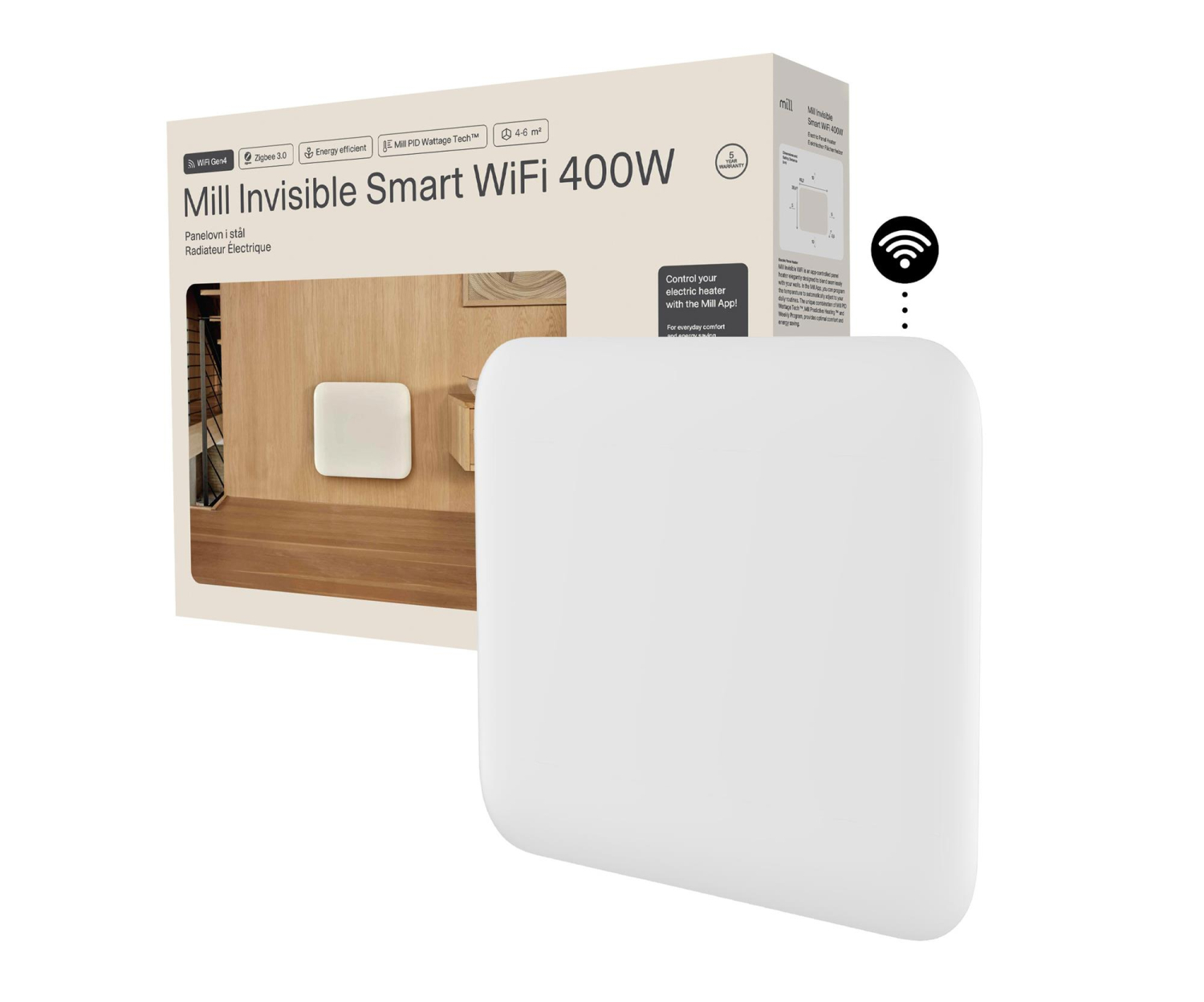 Mill Grzejnik panelowy PA400WIFI4, 400 W, Wi-Fi, biały