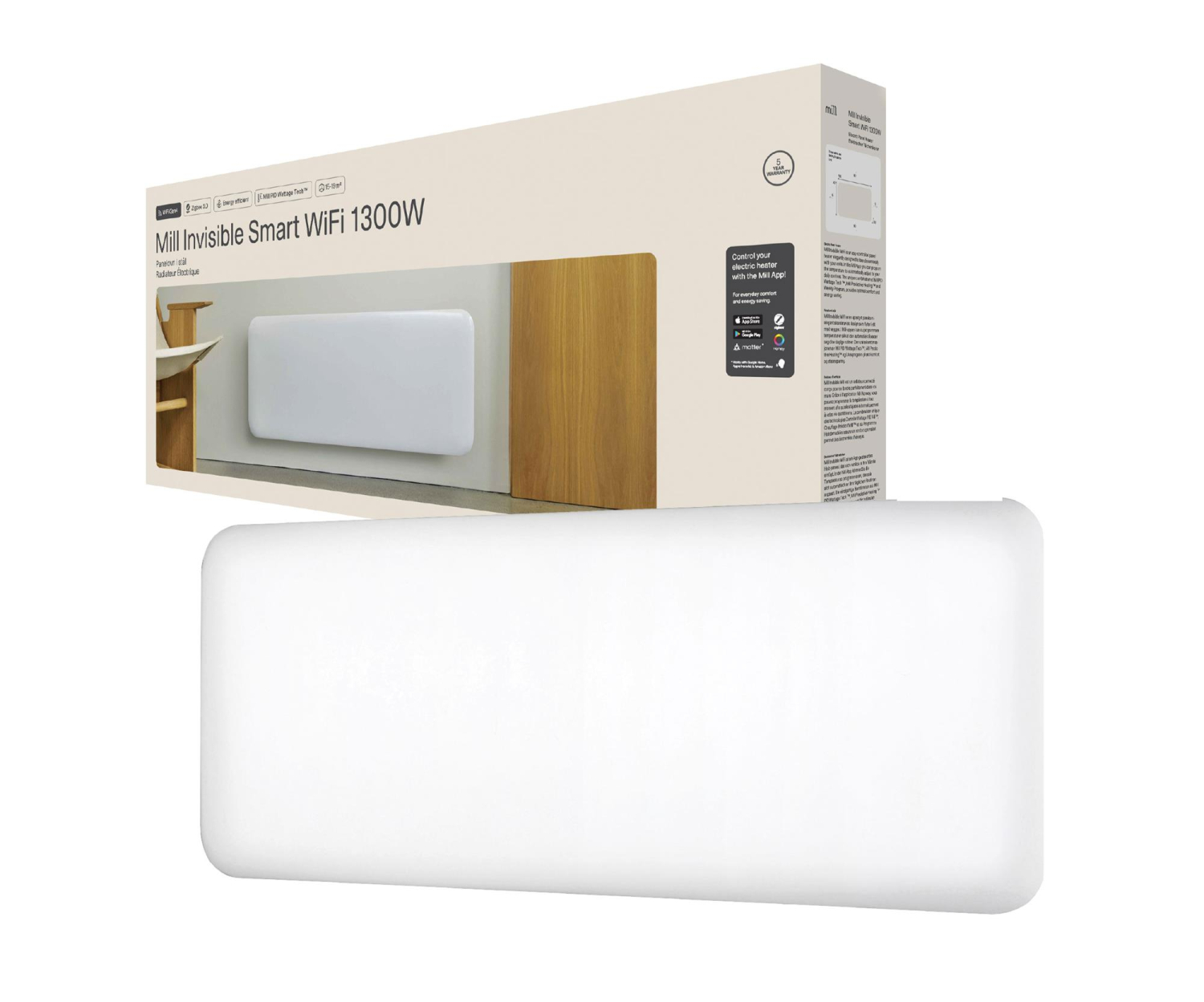 Mill Grzejnik panelowy PA1300WIFI4, 1300 W, Wi-Fi, biały