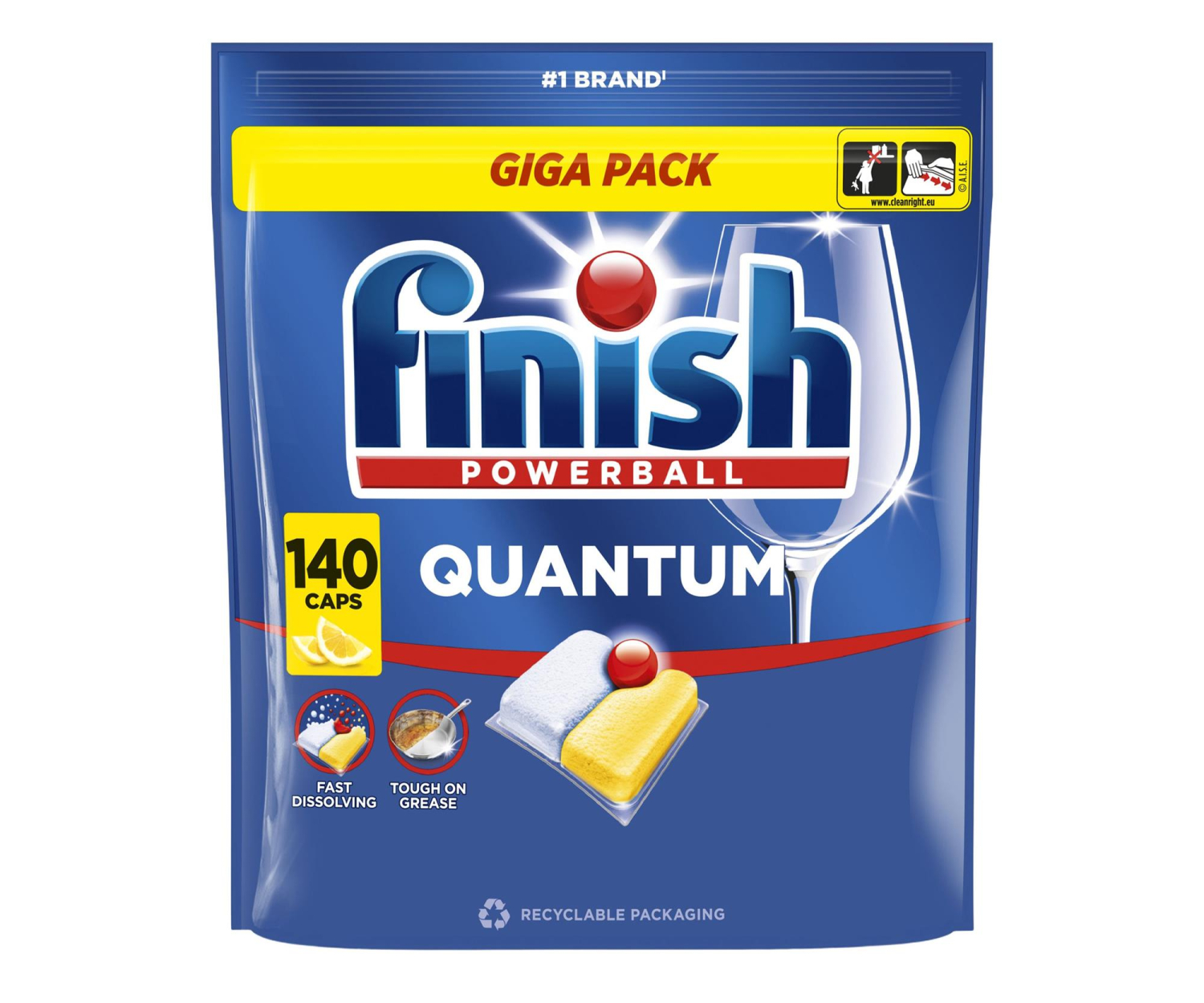 Finish Tabletki do zmywarki Powerball Quantum Lemon 140tabs.