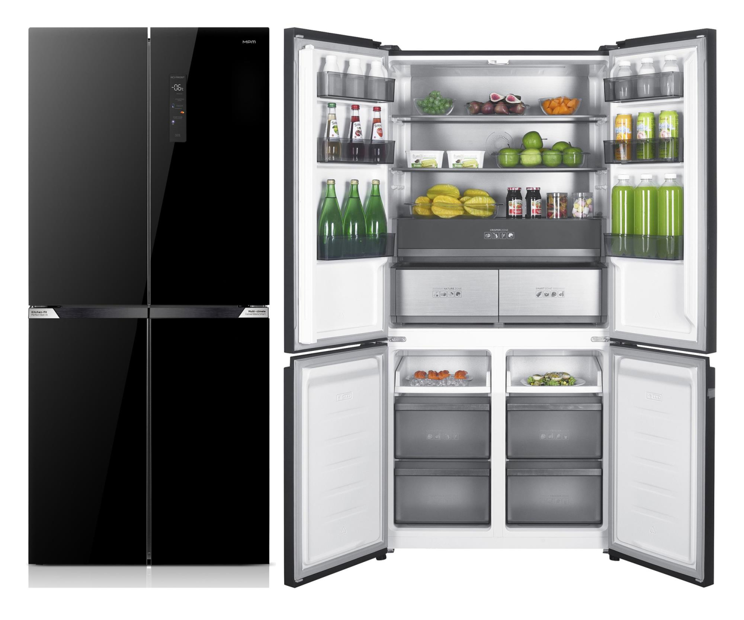 MPM 503-SSI-13/D Multidoor 190,2cm Czarne Szkło 505L