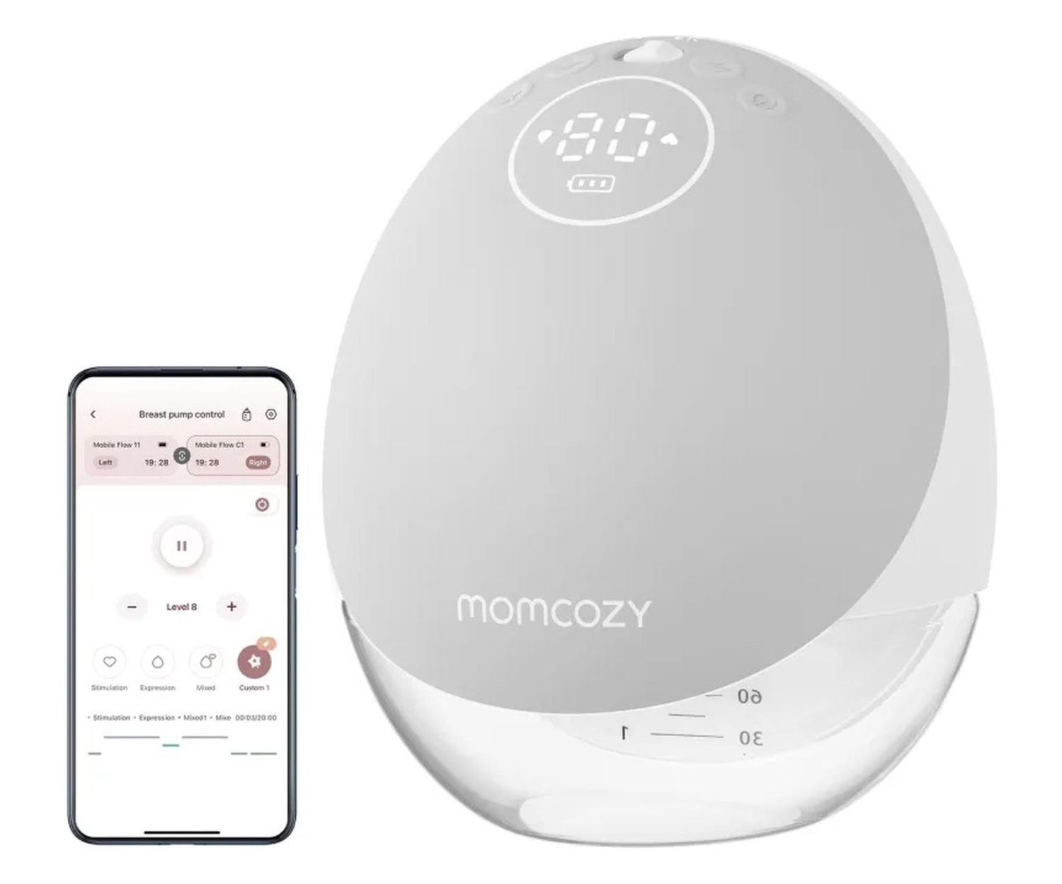 MOMCOZY Laktator M9, pojedynczy, szary, 150ML