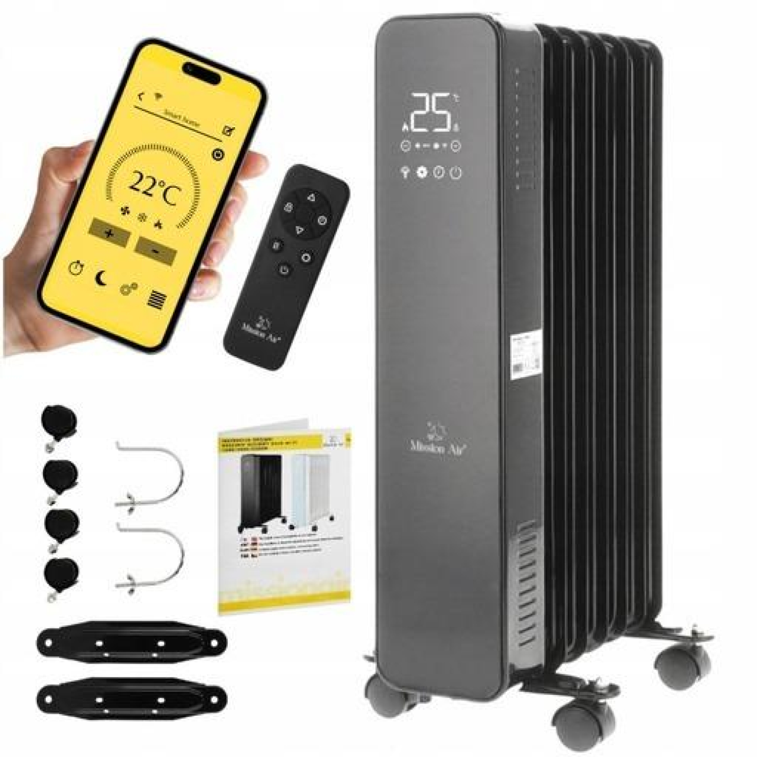 Mission Air Grzejnik olejowy OSLO 1500W Black WiFi