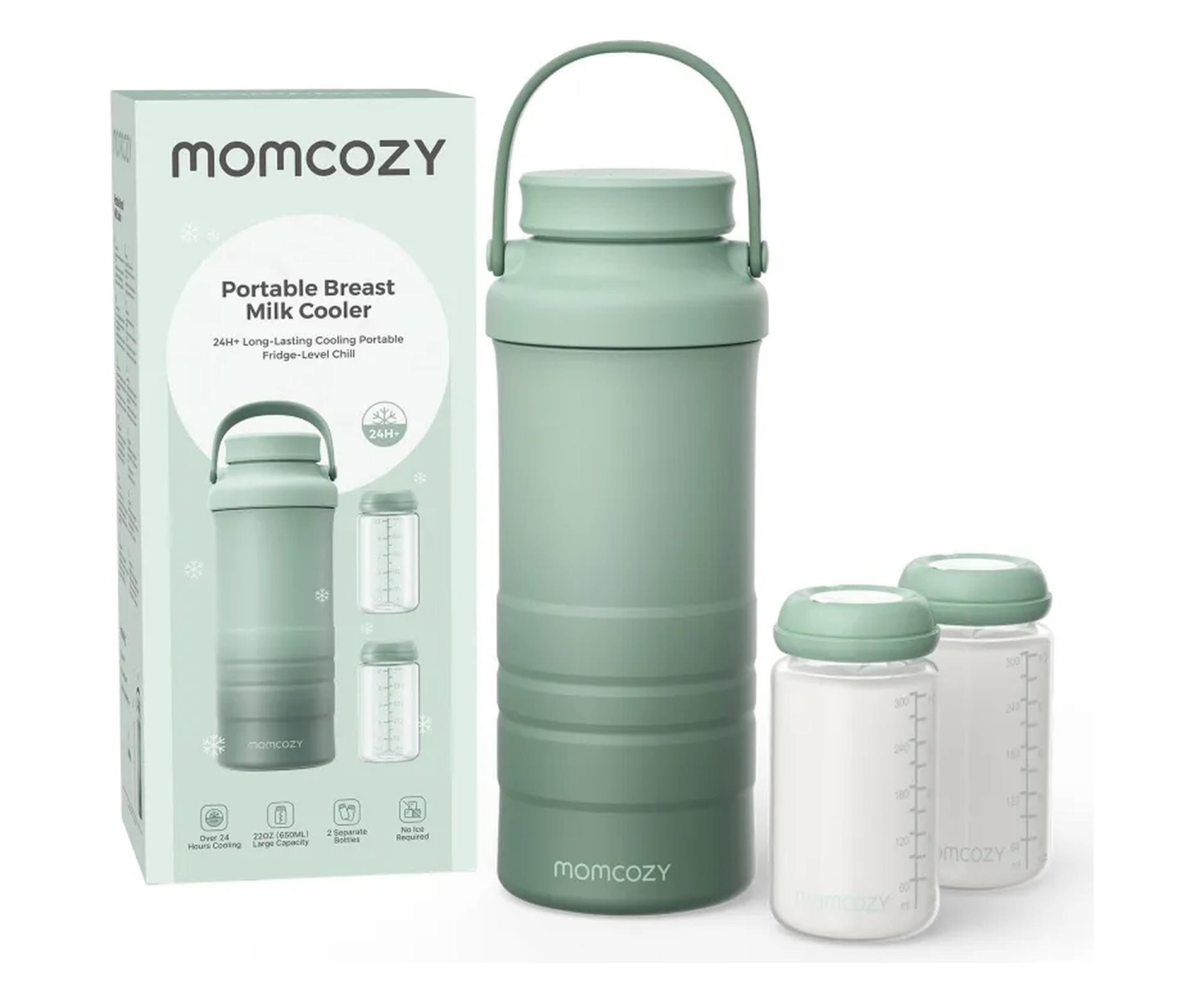MOMCOZY Chłodziarka do mleka CM01, przenośna, 650ML, zielona