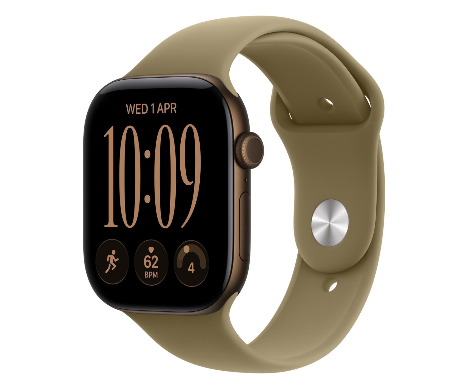 Apple Watch 12 46/Ciemny brąz Alu/Oliwkowy Pasek S/M 5G