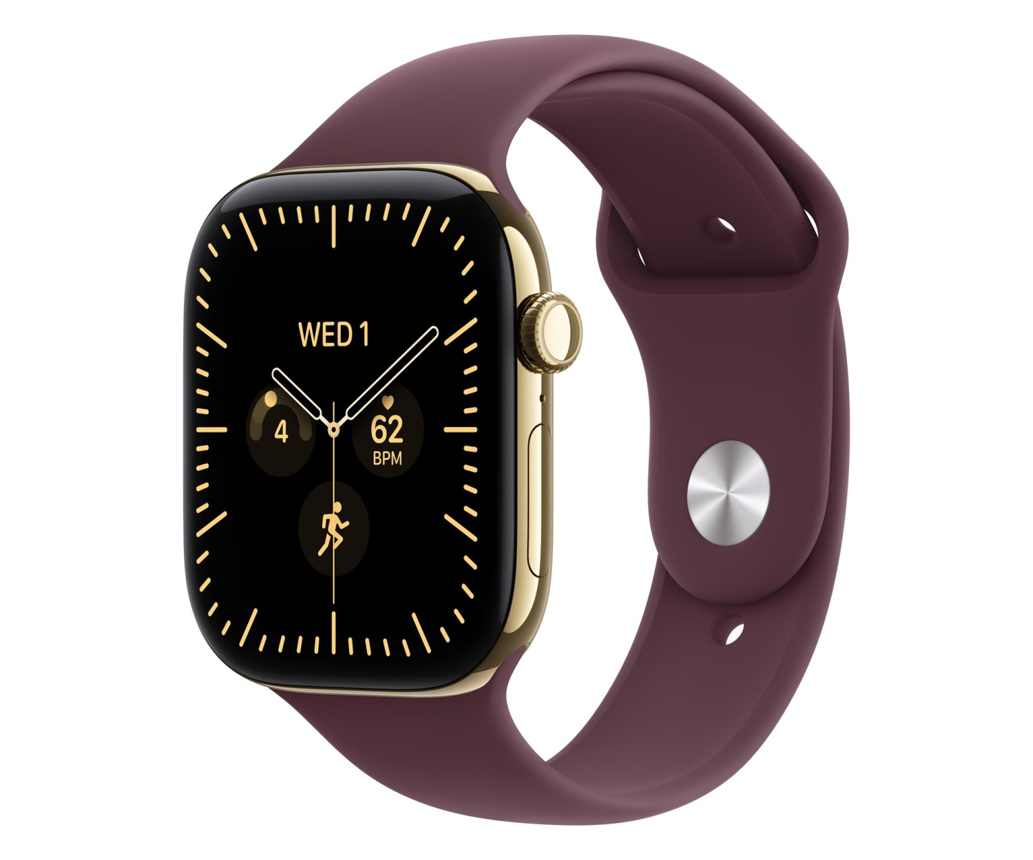 Apple Watch 12 46/Żywe złoto Tytan/Burgundowy Pasek S/M 5G