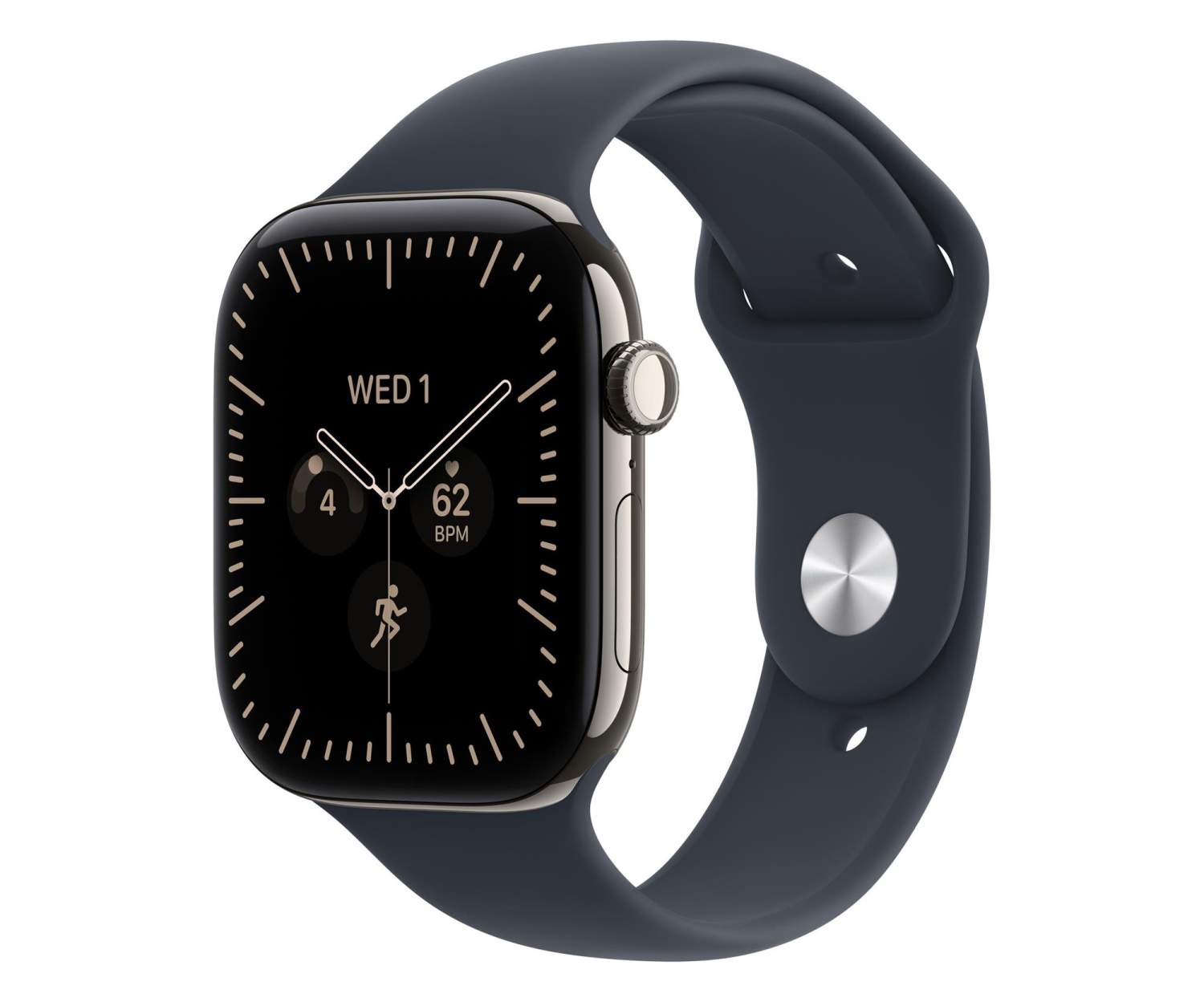 Apple Watch 12 46/Naturalny tytan/Granatowy Pasek M/L 5G