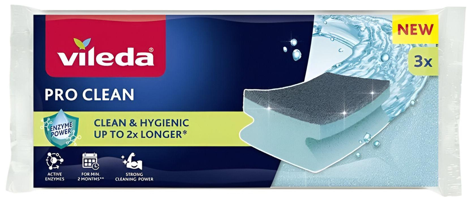 Zmywak profilowany z enzymami Vileda Pro Clean 3szt