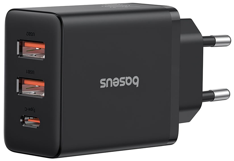 Baseus Ładowarka sieciowa Cube Fast Charger 2xUSB-A USB-C 30W Black