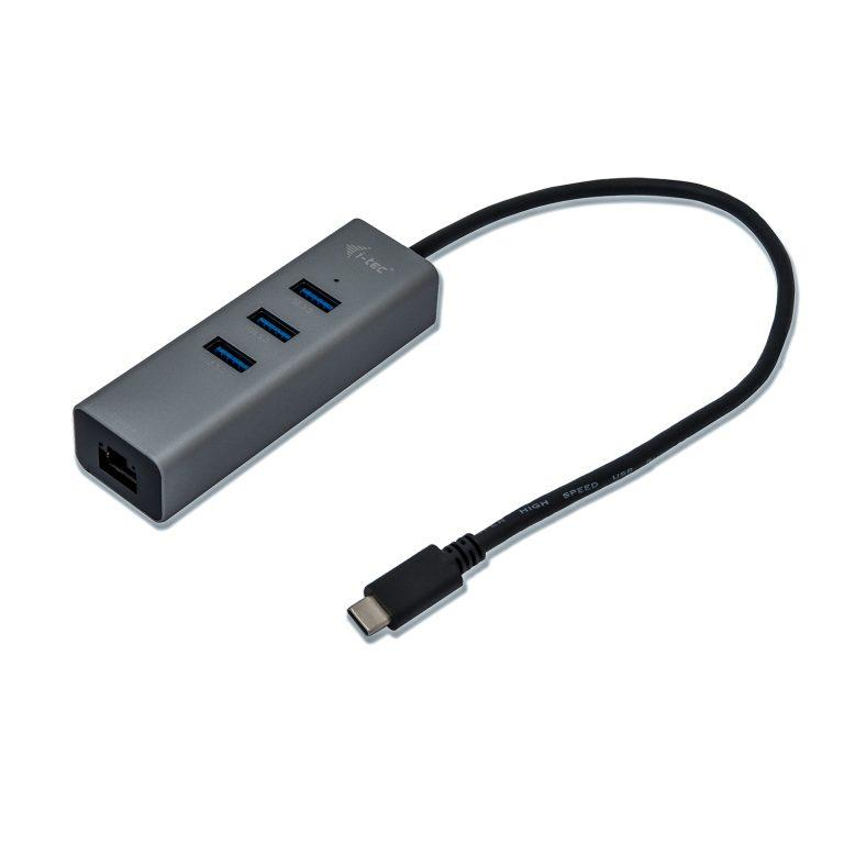 i-tec USB-C Metal LAN HUB 3x USB 3.0 RJ-45 10/100/1000 Mb/s
