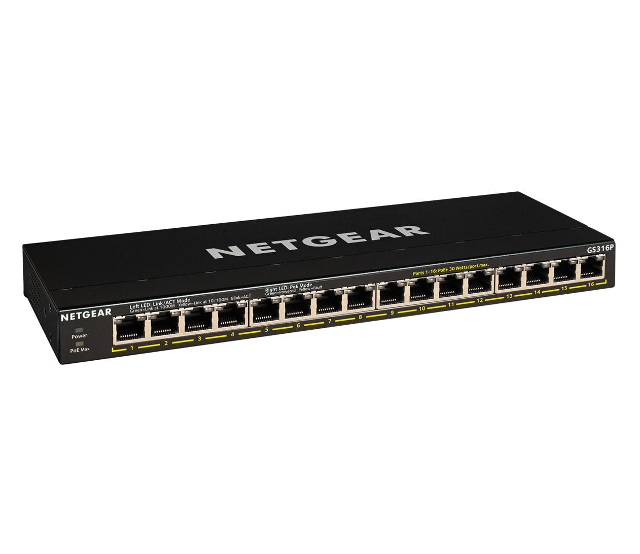 Netgear 16p GS316P (16x10/100/1000Mbit, 16xPoE+)