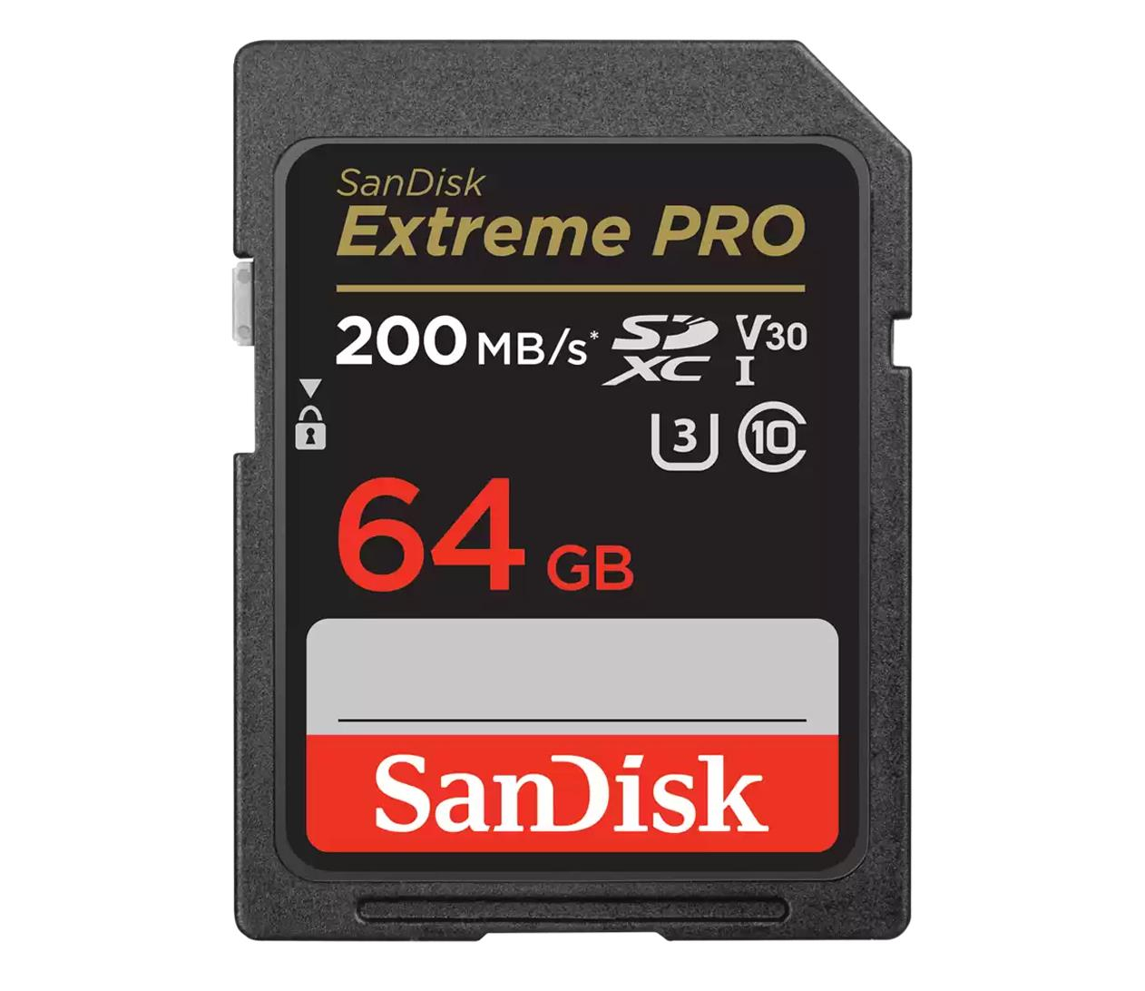 Sandisk 64GB SDXC Extreme PRO 200MB/s A2 C10 V30 UHS-I U3