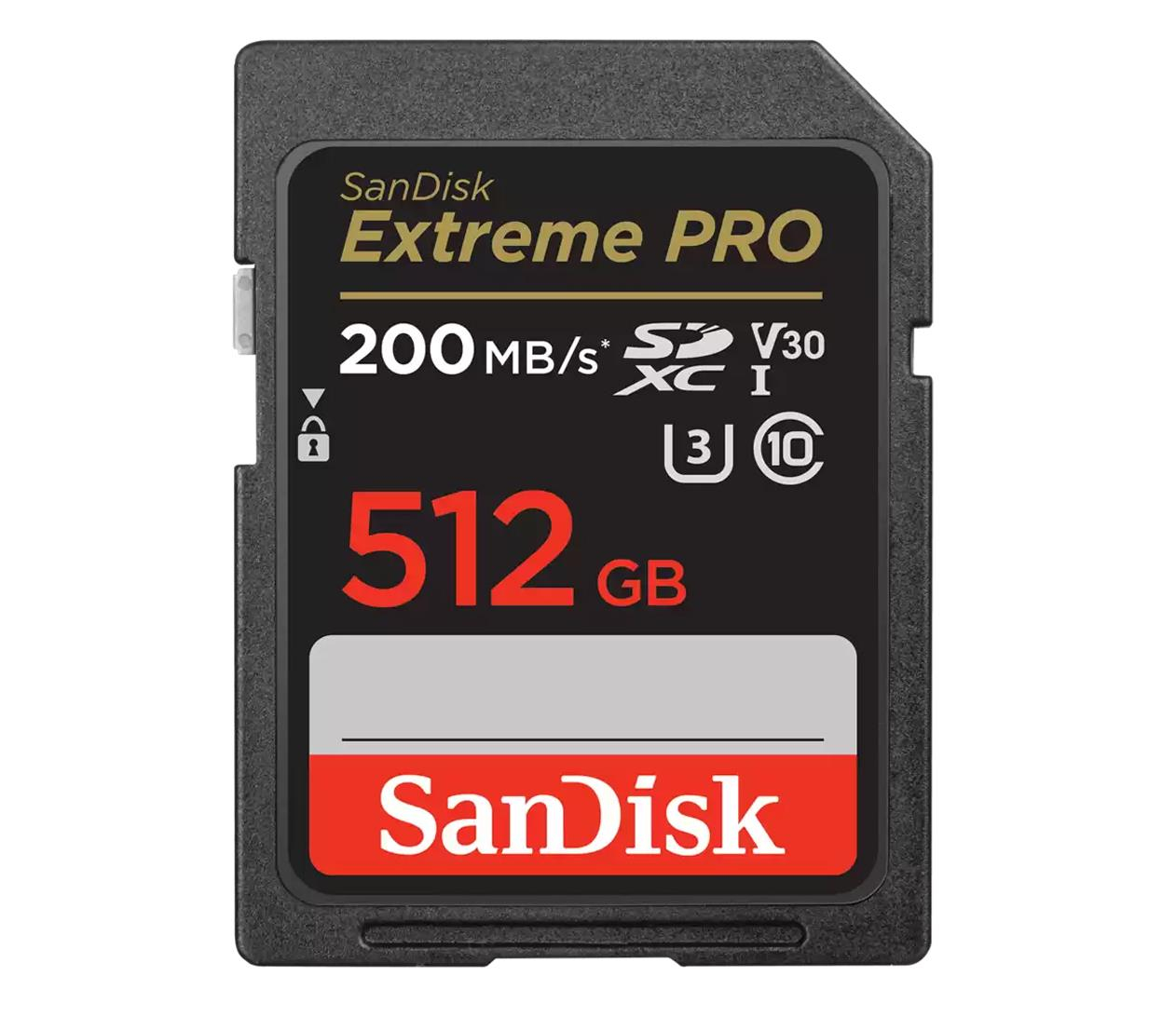 Sandisk 512GB SDXC Extreme PRO 200MB/s A2 C10 V30 UHS-I U3