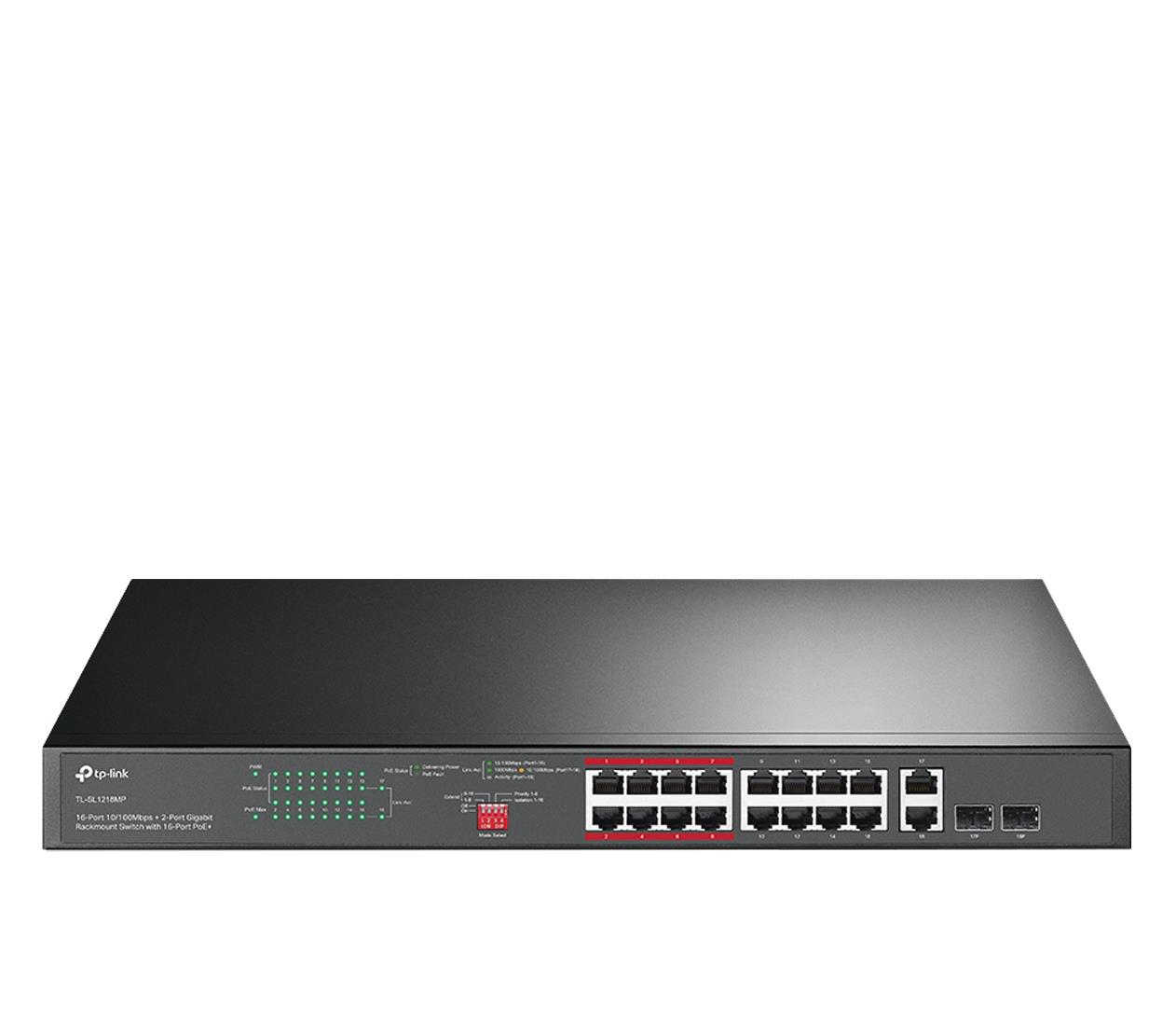 TP-Link 18p TL-SL1218MP (16x10/100Mbit PoE+, 2xSFP/Combo)