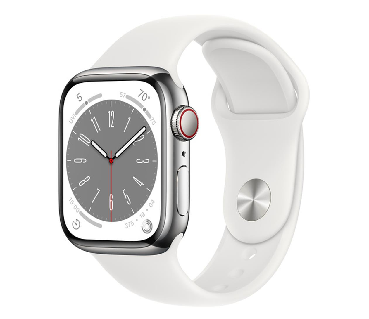 Apple Watch 8 41/Silver Steel/White Sport LTE