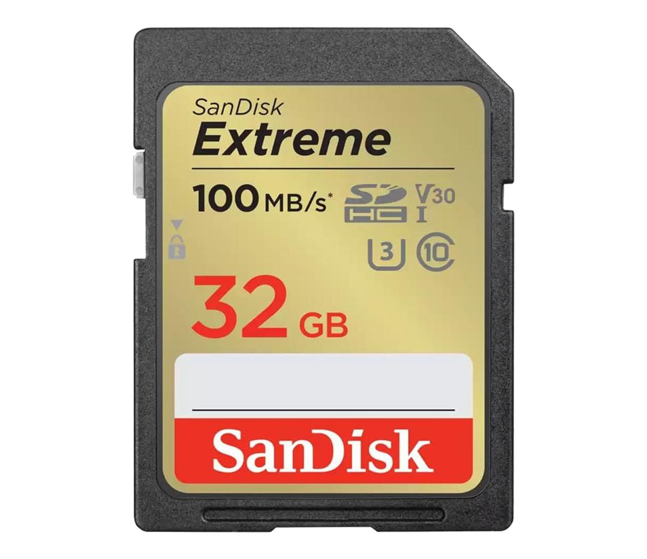 Sandisk 32GB SDHC Extreme 100MB/s V30 UHS-I U3