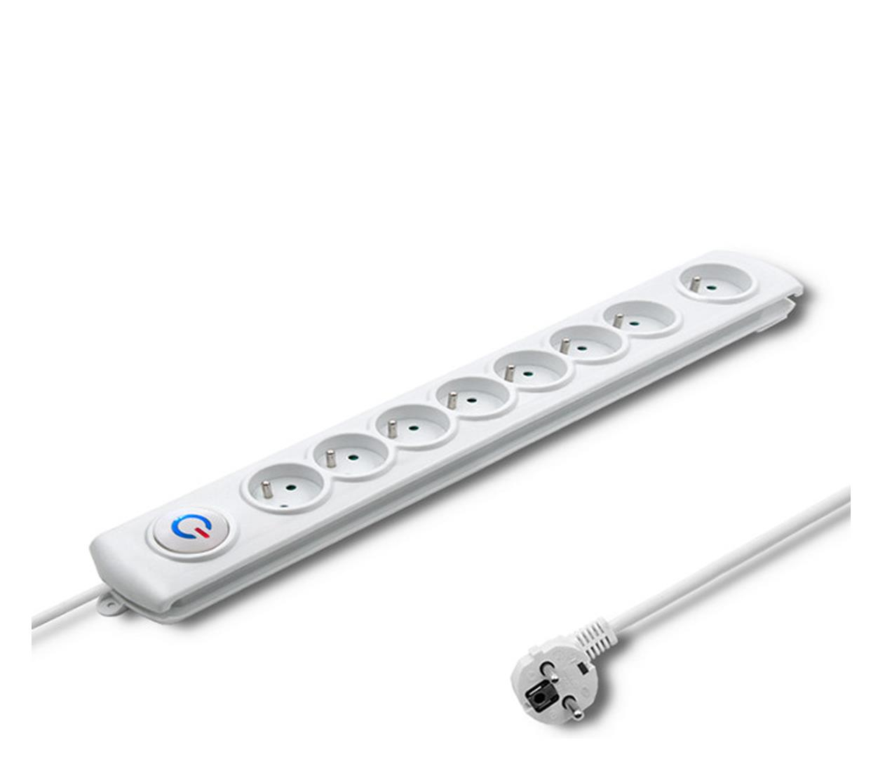 Qoltec Listwa antyprzepięciowa - 8 gniazd, 1.5m, biała