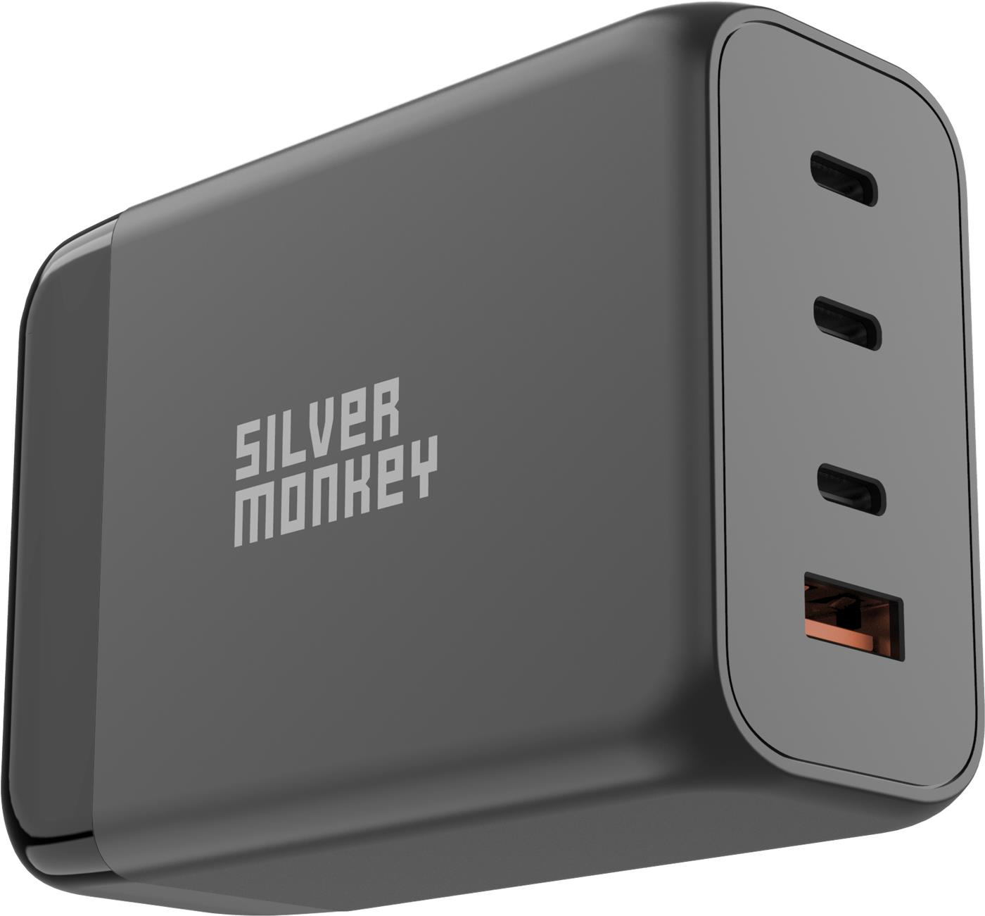 Silver Monkey Ładowarka GaN 200W USB-C PD + USB 3.0 QC B