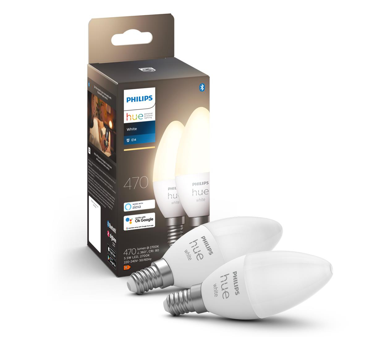 Philips Hue White Inteligentna Żarówka świeczka 2xE14