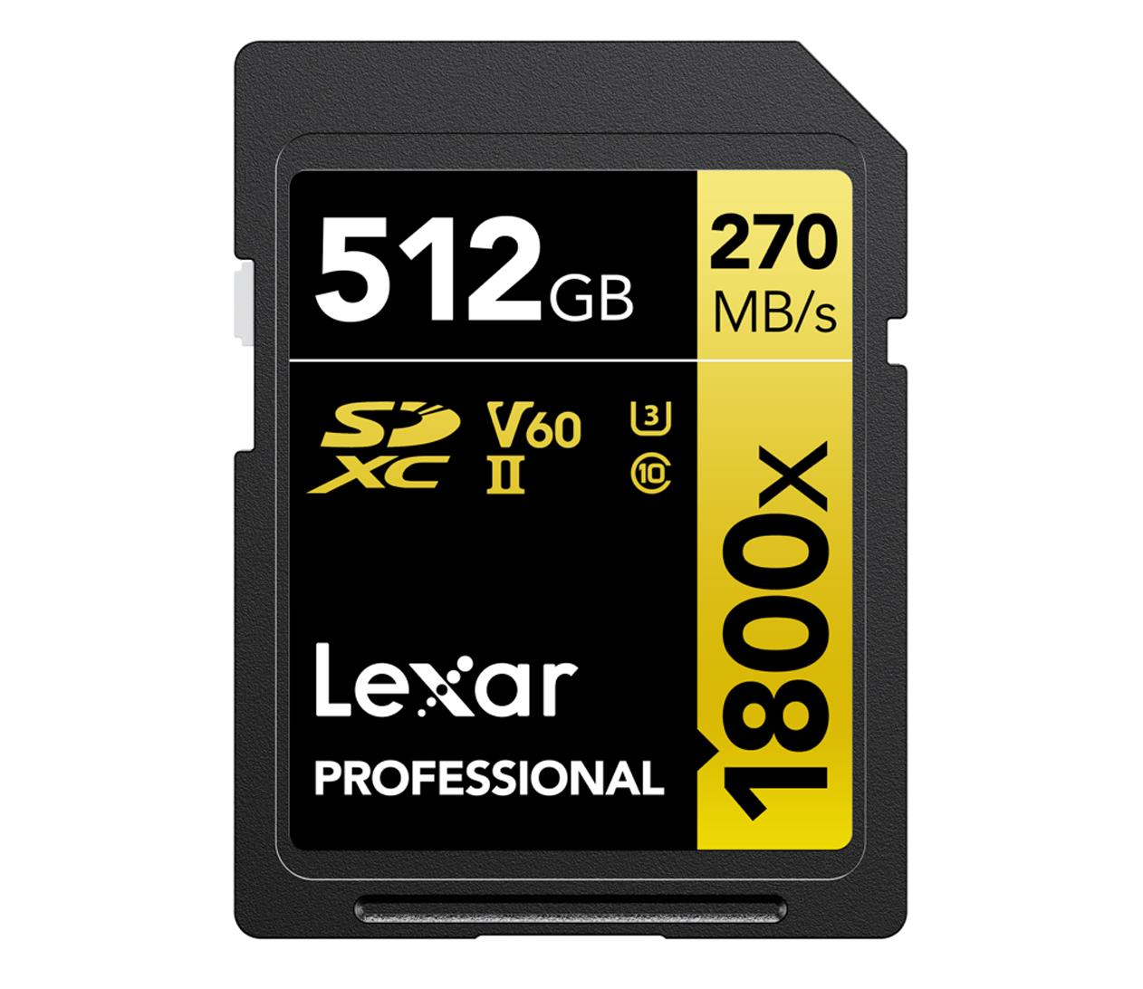 Lexar 512GB 1800x Professional SDXC UHS-II U3 V60