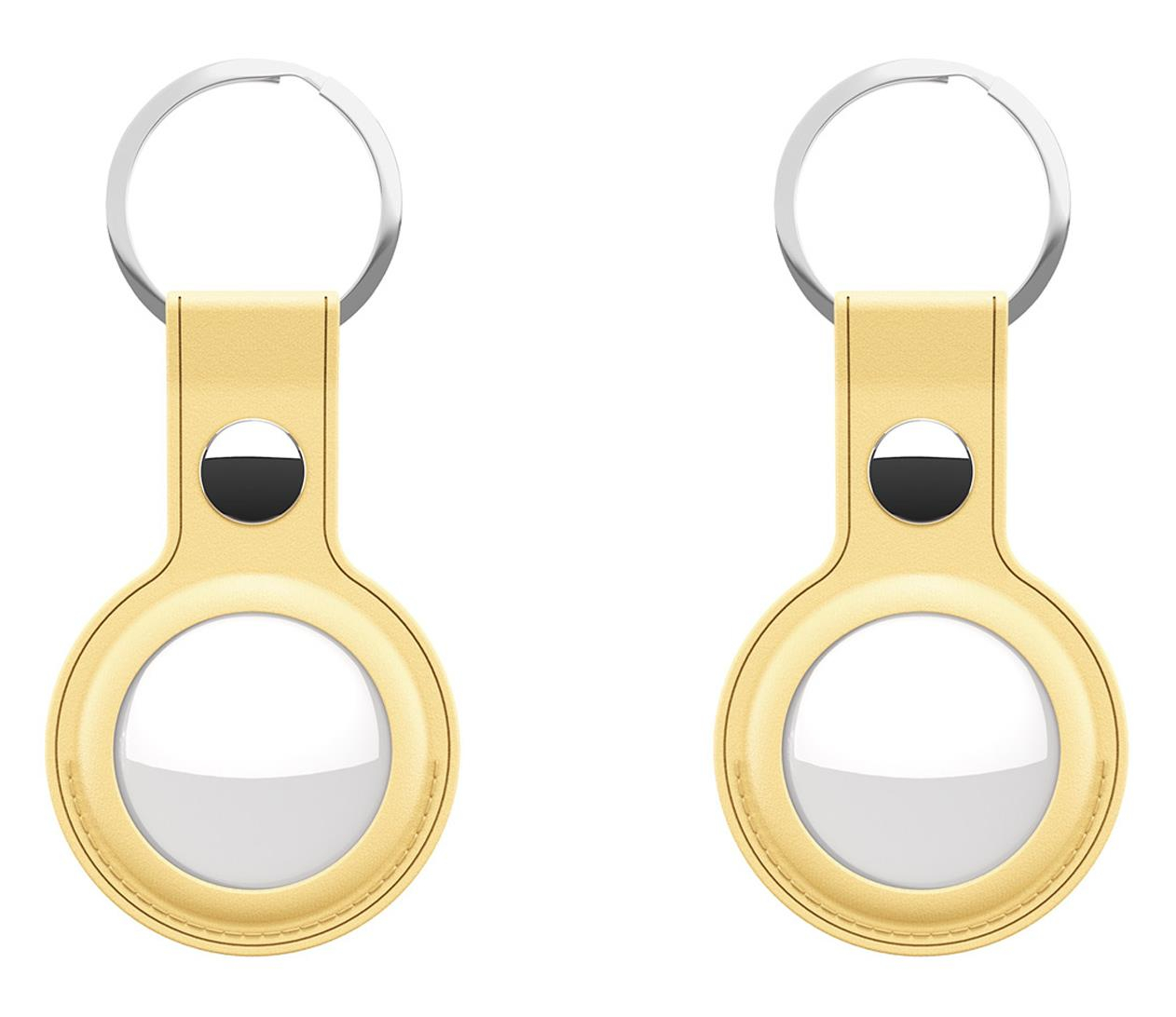 KeyBudz AirTag Keyring skórzane etui AirTag pastel yellow 2 sztuki