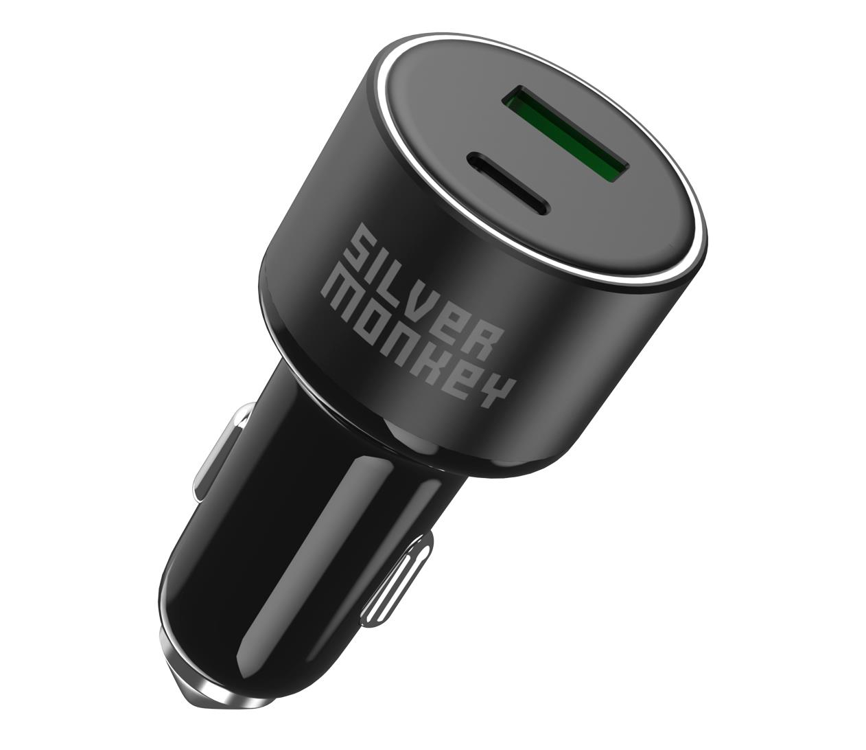 Silver Monkey Ładowarka samochodowa 100W USB-C PD + USB 3.0 QC