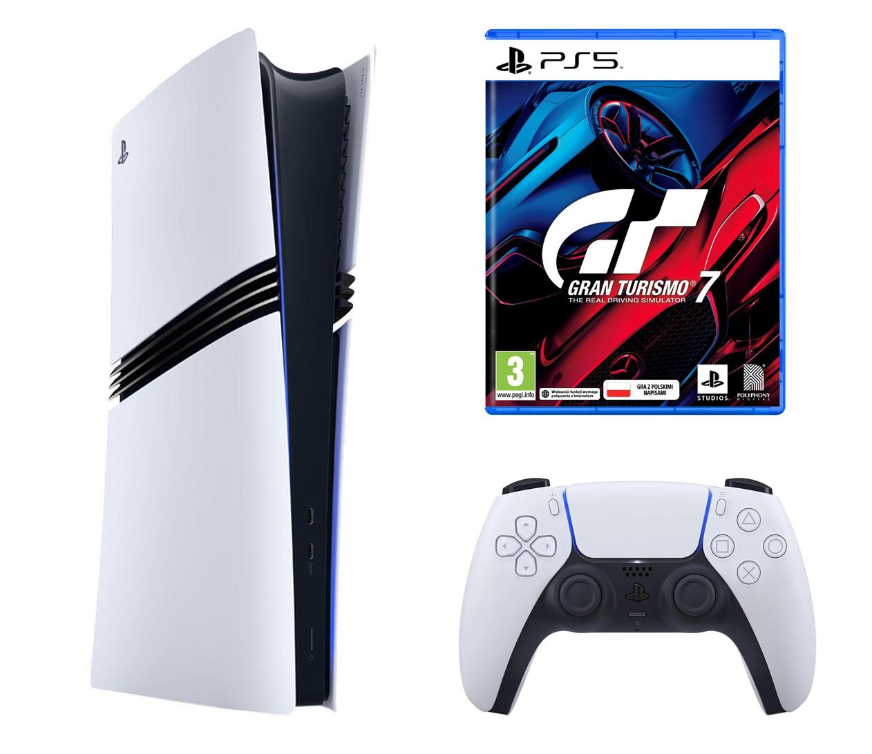 Sony PlayStation 5 Pro + Disc Drive + Gran Turismo 7