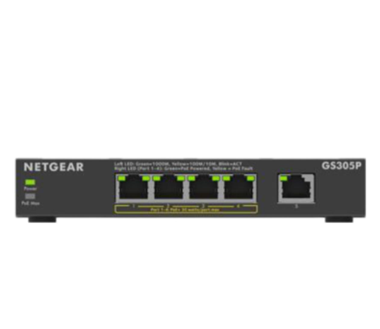 Netgear 5p GS305P-300EUS (5x10/100/1000Mbit 4xPoE+)