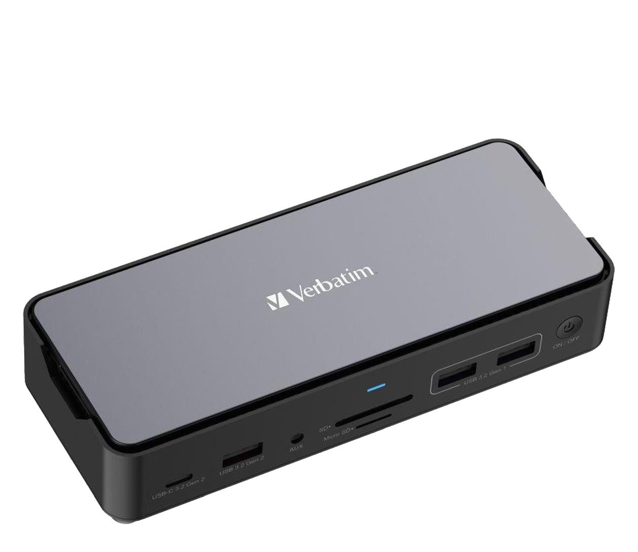 Verbatim USB-C Pro 2xHDMI DP RJ45 4xUSB 3xUSB-C SD microSD SSD 256GB
