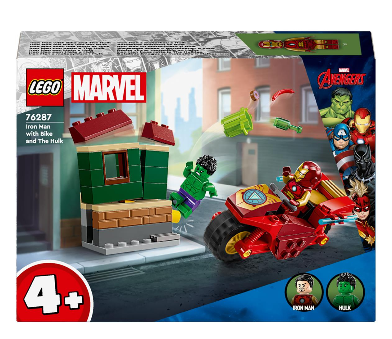 LEGO Super Heroes Marvel 76287 Iron Man z motocyklem i Hulk