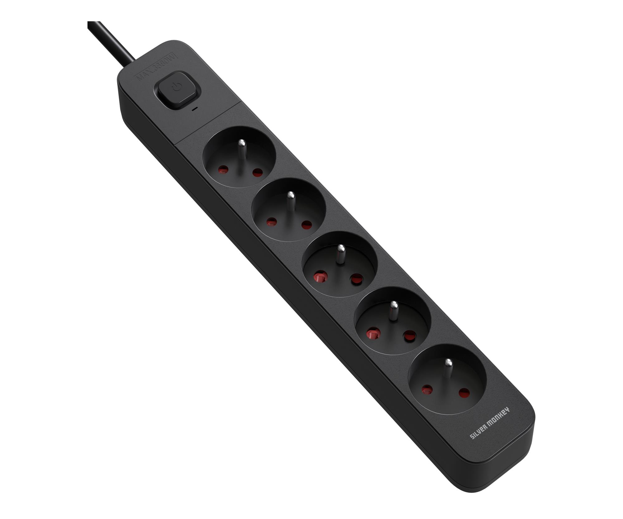 Silver Monkey Listwa antyprzepięciowa 5 gniazd 16A/230V 3m czarna