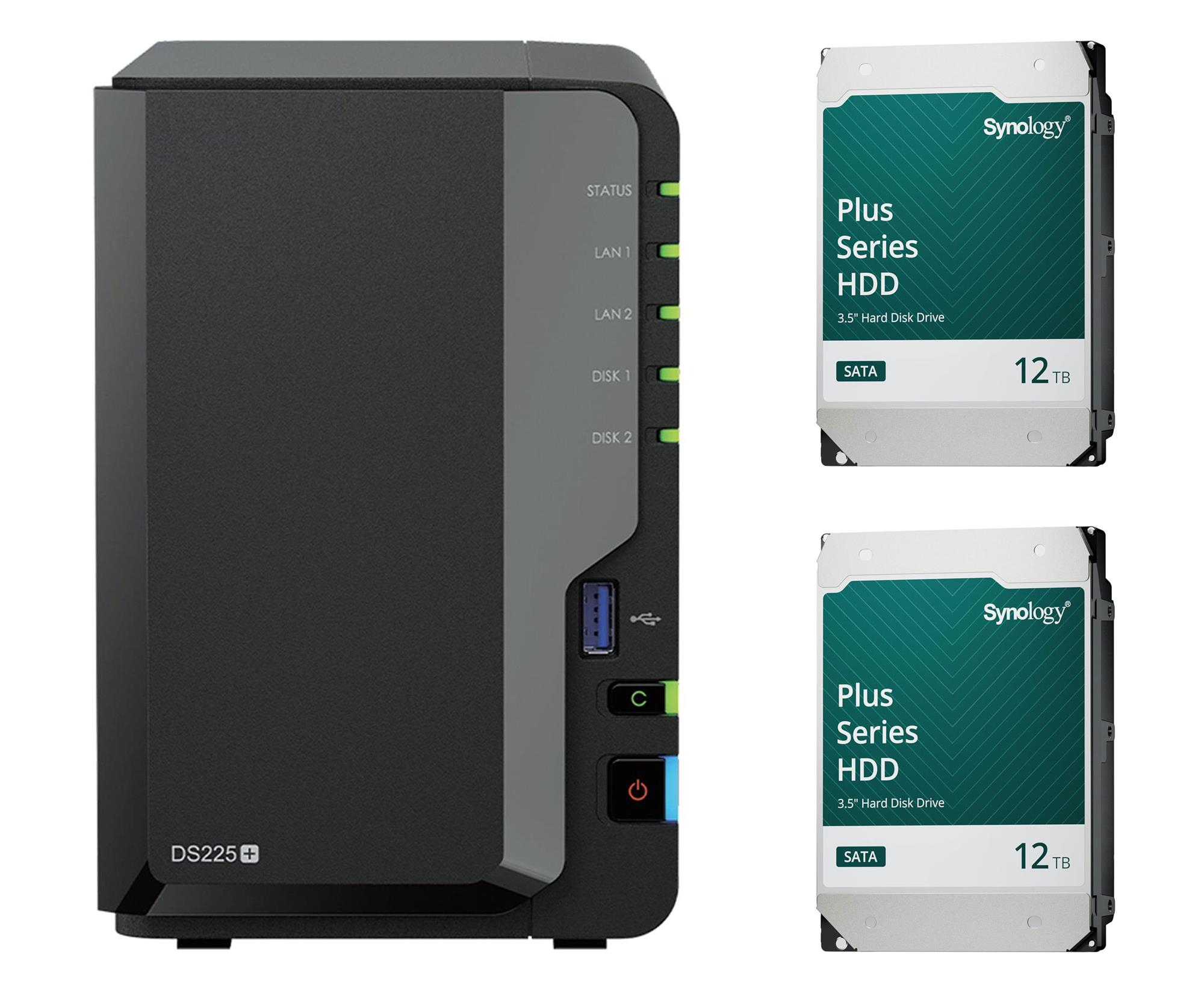 Synology DS225+ (2x 12TB HDD HAT3310-12T)
