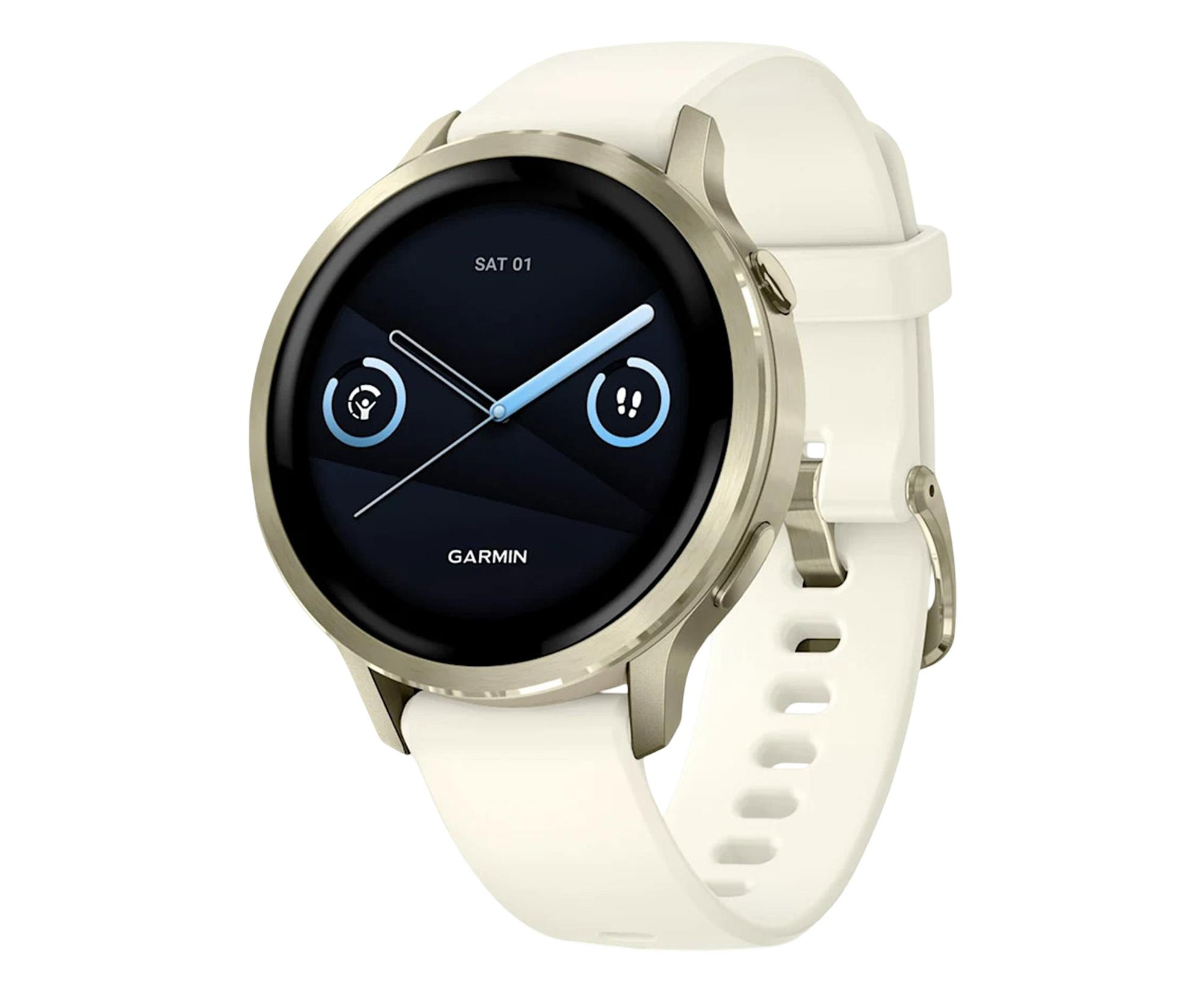 Garmin Venu 4 Lunar gold 41mm z kremowym paskiem