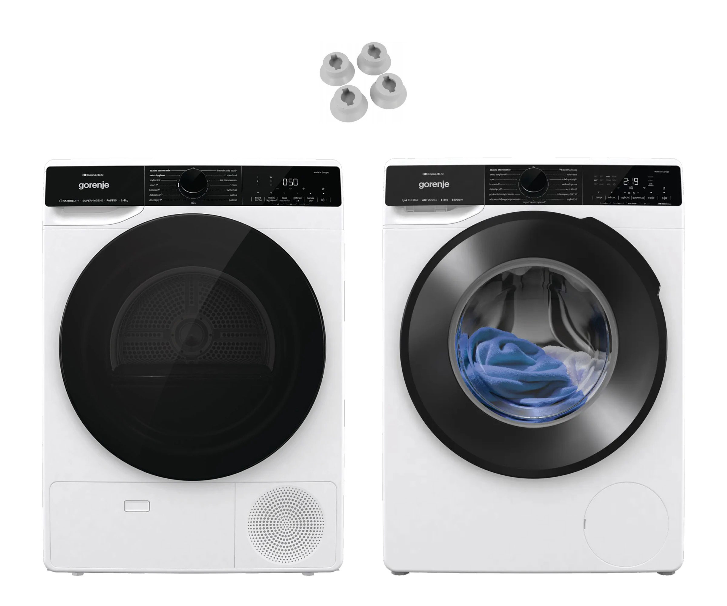 Gorenje ZESTAW Suszarka DPNA83WIFI+Pralka WPNA84A2ALWIFI+Nóżki AW012