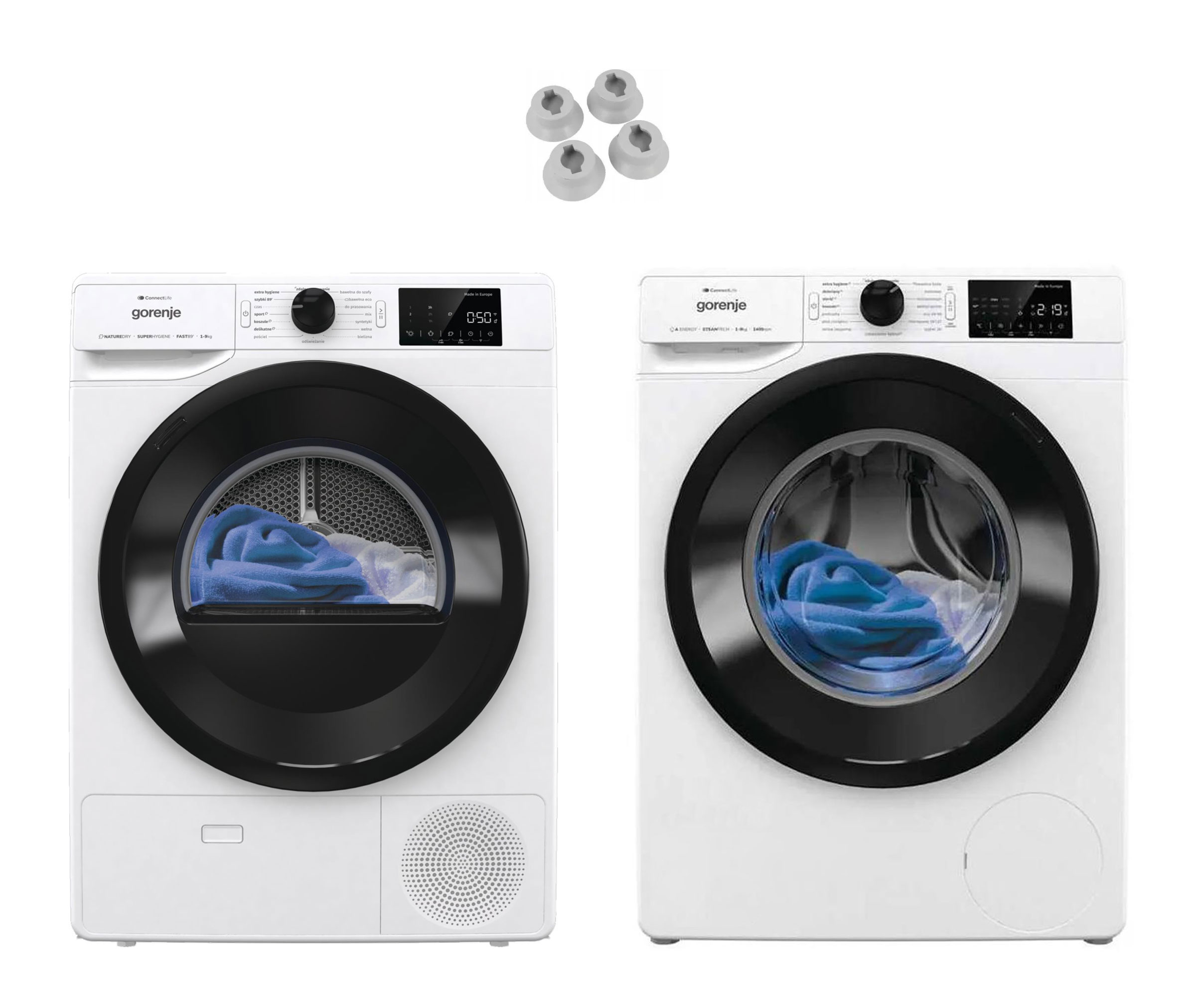 Gorenje ZESTAW Suszarka DPNE92GNLWIFI+Pralka WPNEI94A1SWIFI+Nóżki