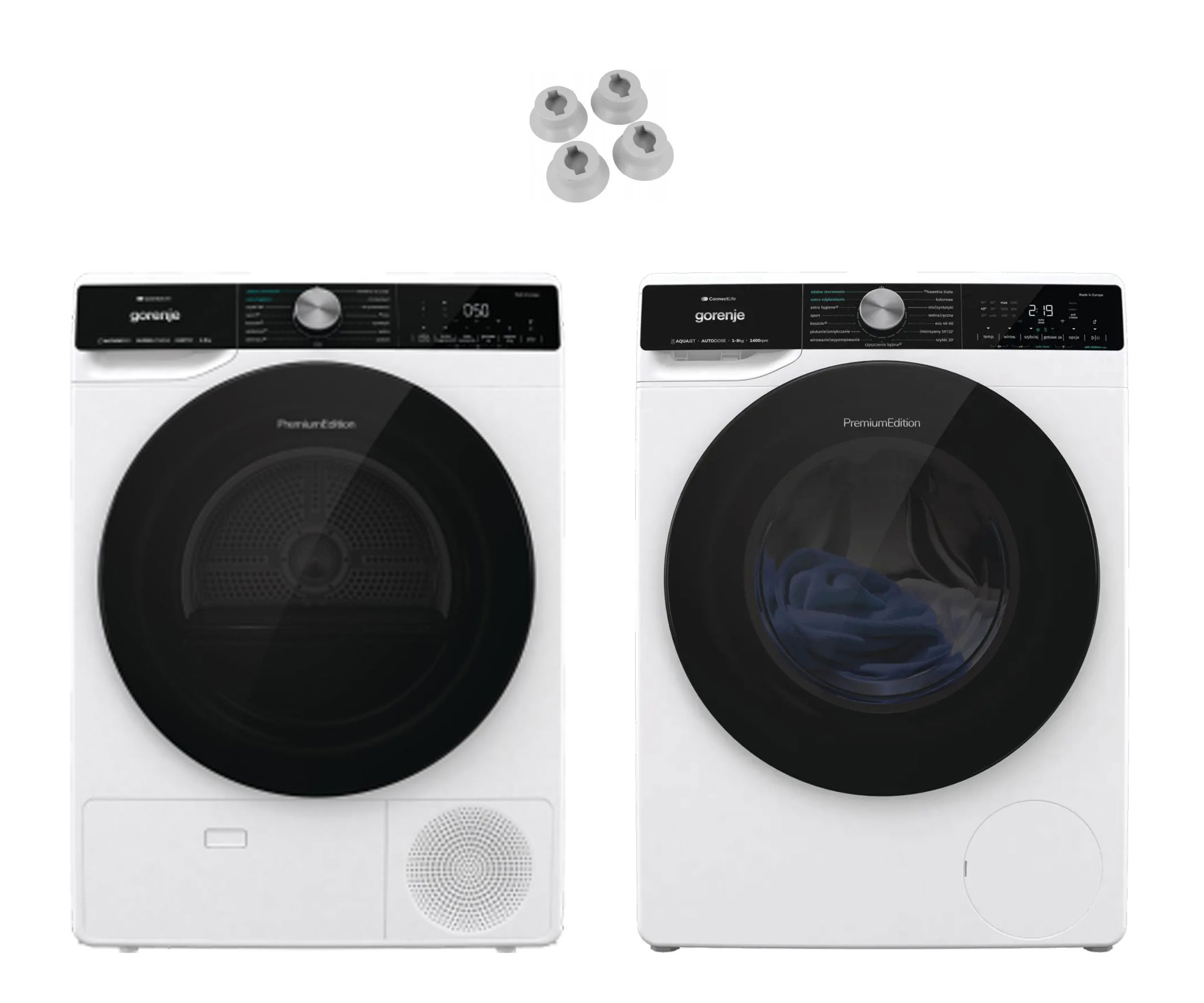 Gorenje ZESTAW Suszarka DNS93+Pralka WNS94A1AWIFI+Nóżki AW012