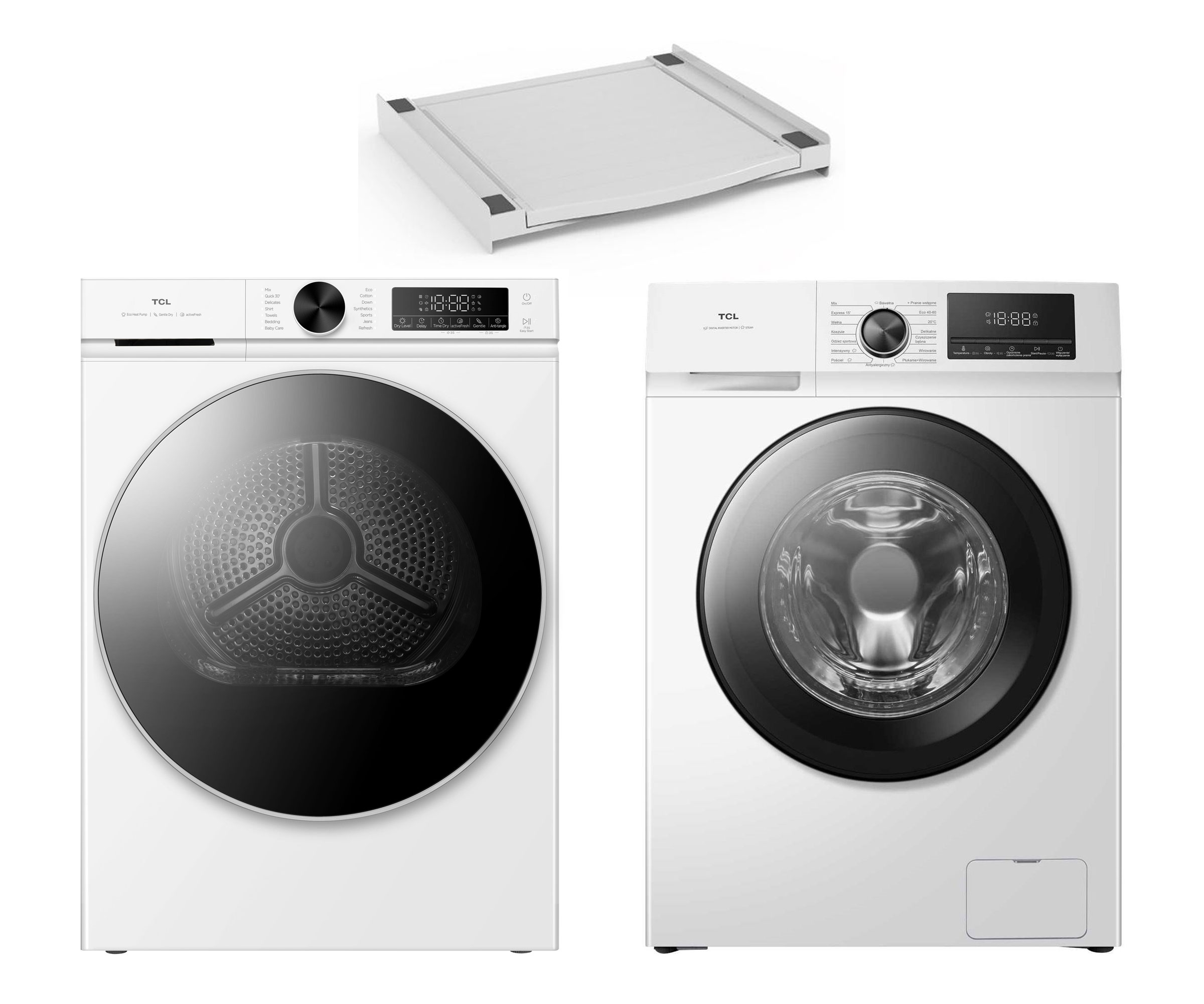 TCL ZESTAW Suszarka DP0844WE0PL+Pralka FF0824WA1PL+Łącznik