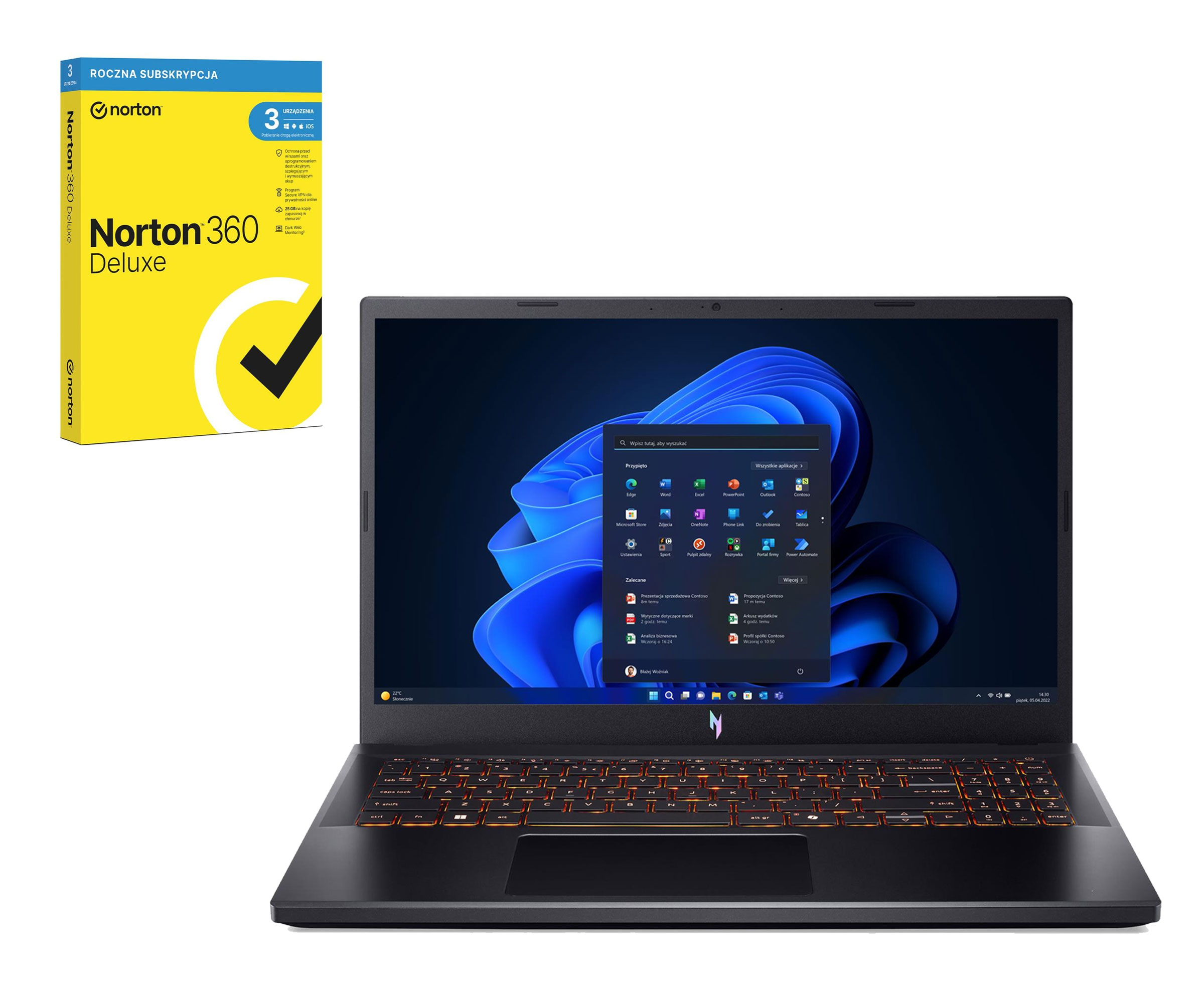 Acer Nitro V15 Ryzen 7-7445HS/16GB/512/Win11 RTX4050 165Hz Zestaw