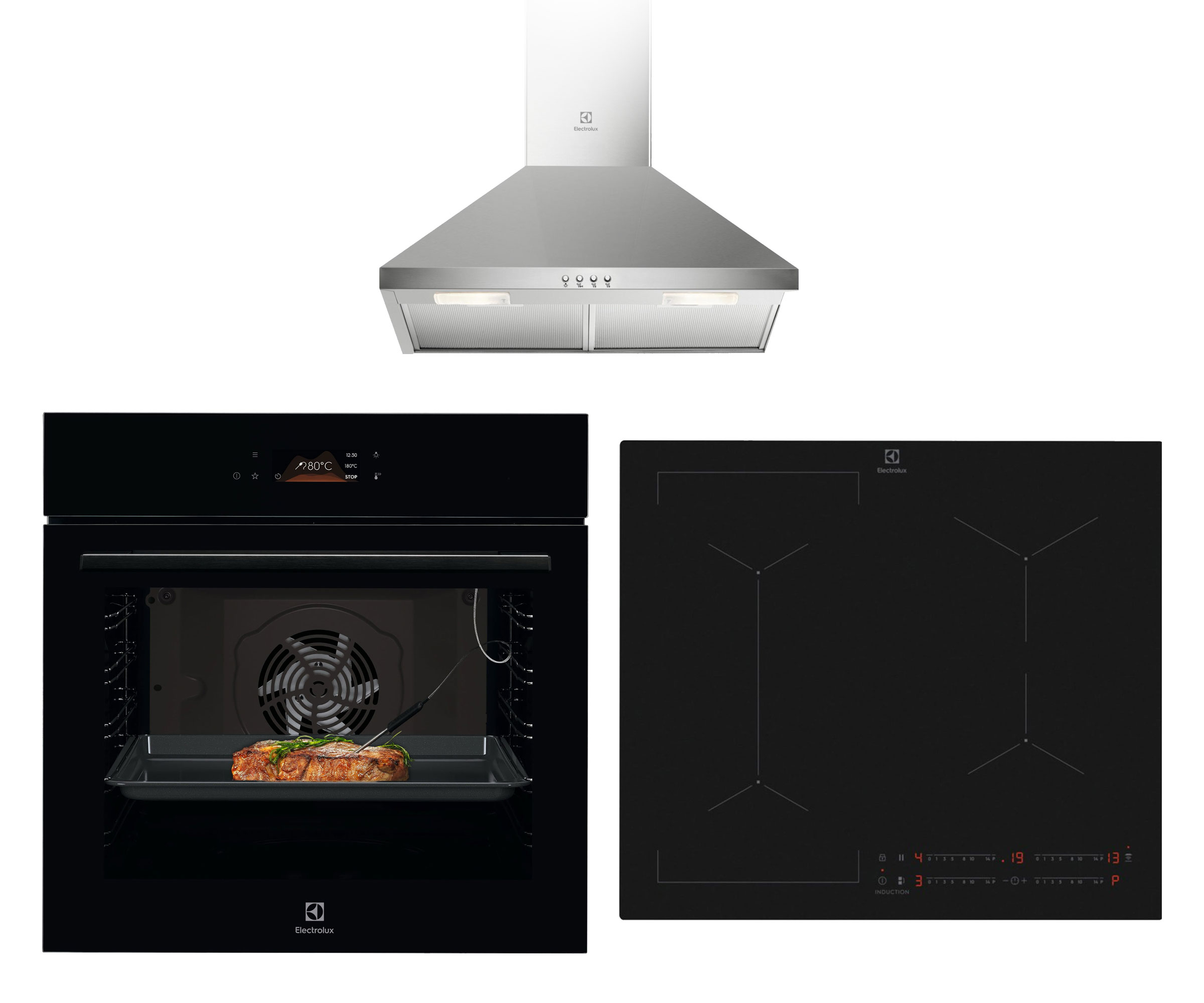 Electrolux ZESTAW Piekarnik LOD8C39Z+Płyta EIV63449CT+Okap LFC316X