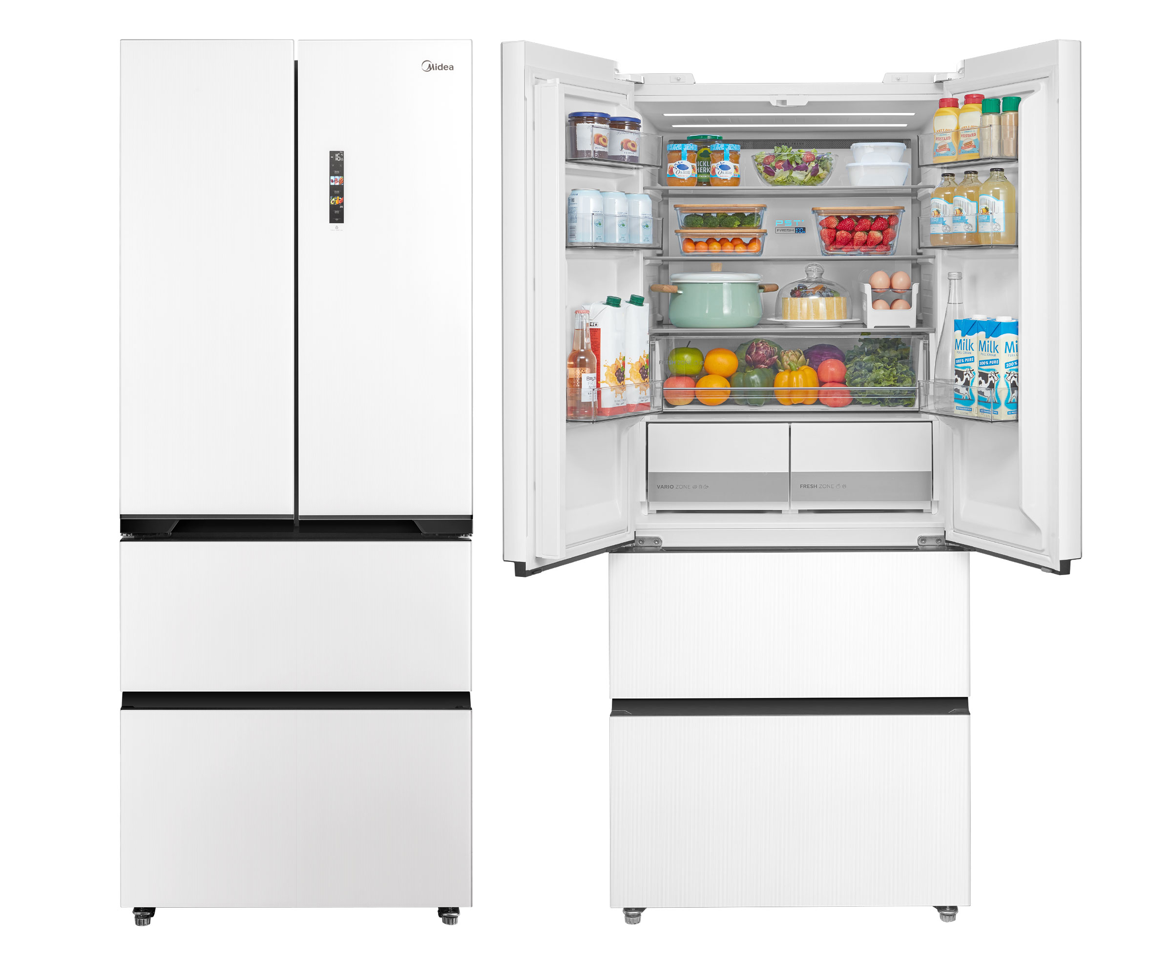 Midea MDRF600BIE36 No Frost 191cm Białe Szkło Do Obudowy WiFi 435L