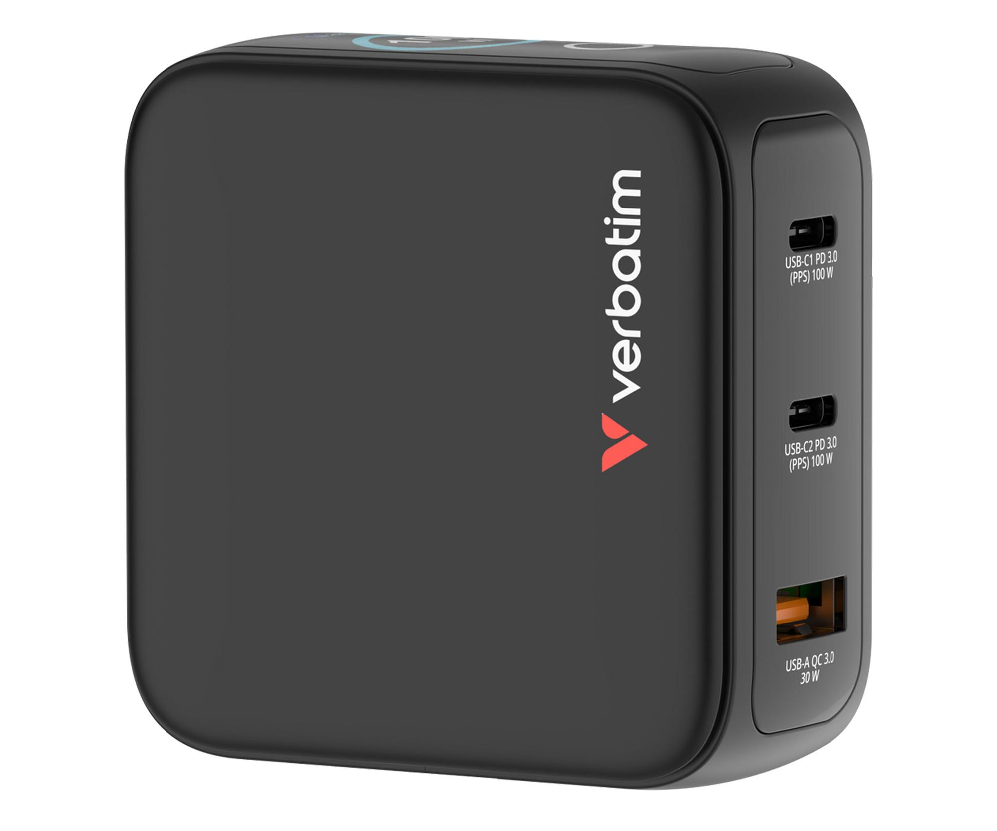 Verbatim Mini GaN Charger 100W with Display