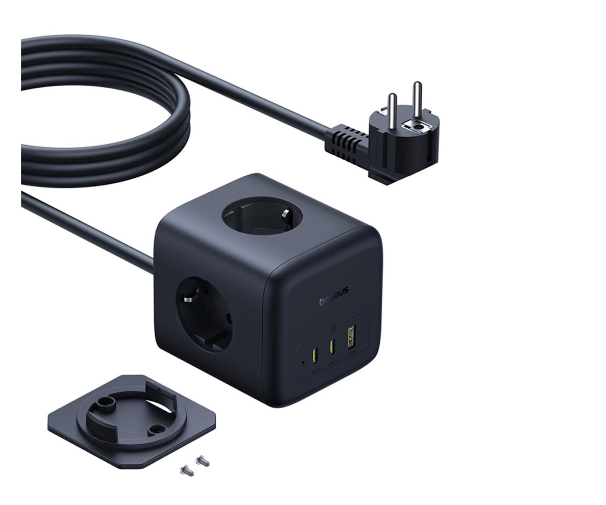 Baseus Listwa zasilająca EnerFill FA11 67W kostka USB-A + USB-C + 3